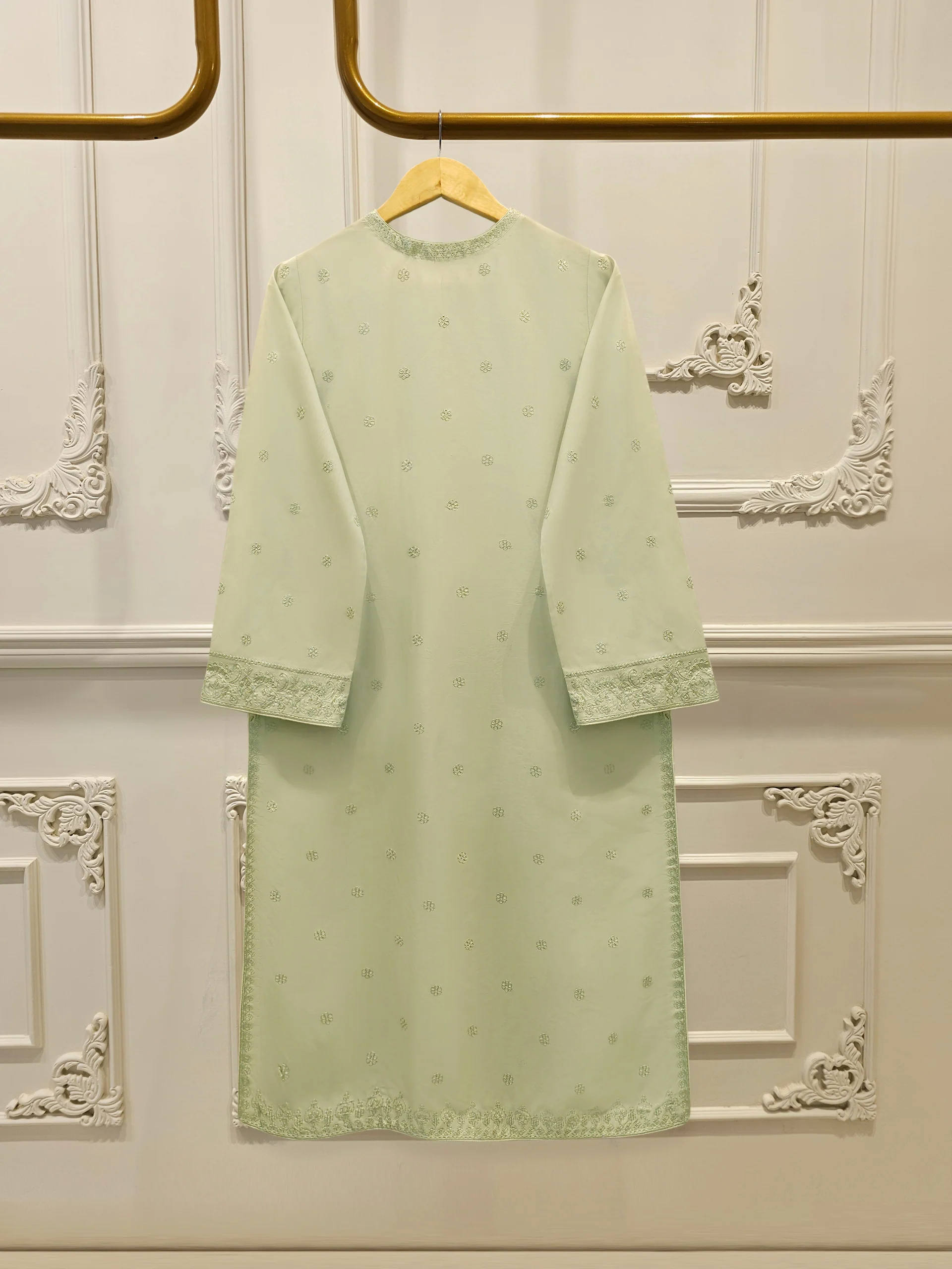 3 Piece - Embroidered Cambric Suit S113758 - Image 5