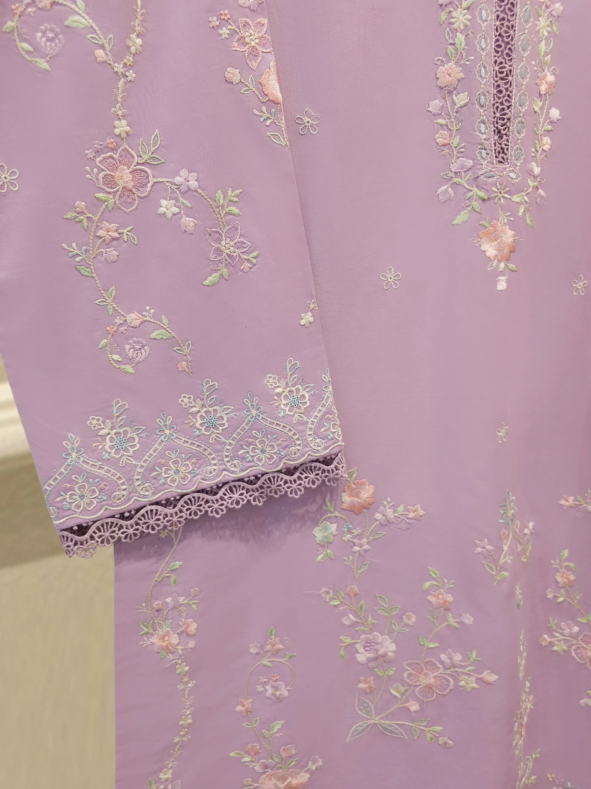 2 Piece - Embroidered Cambric Suit S114087 - Image 2