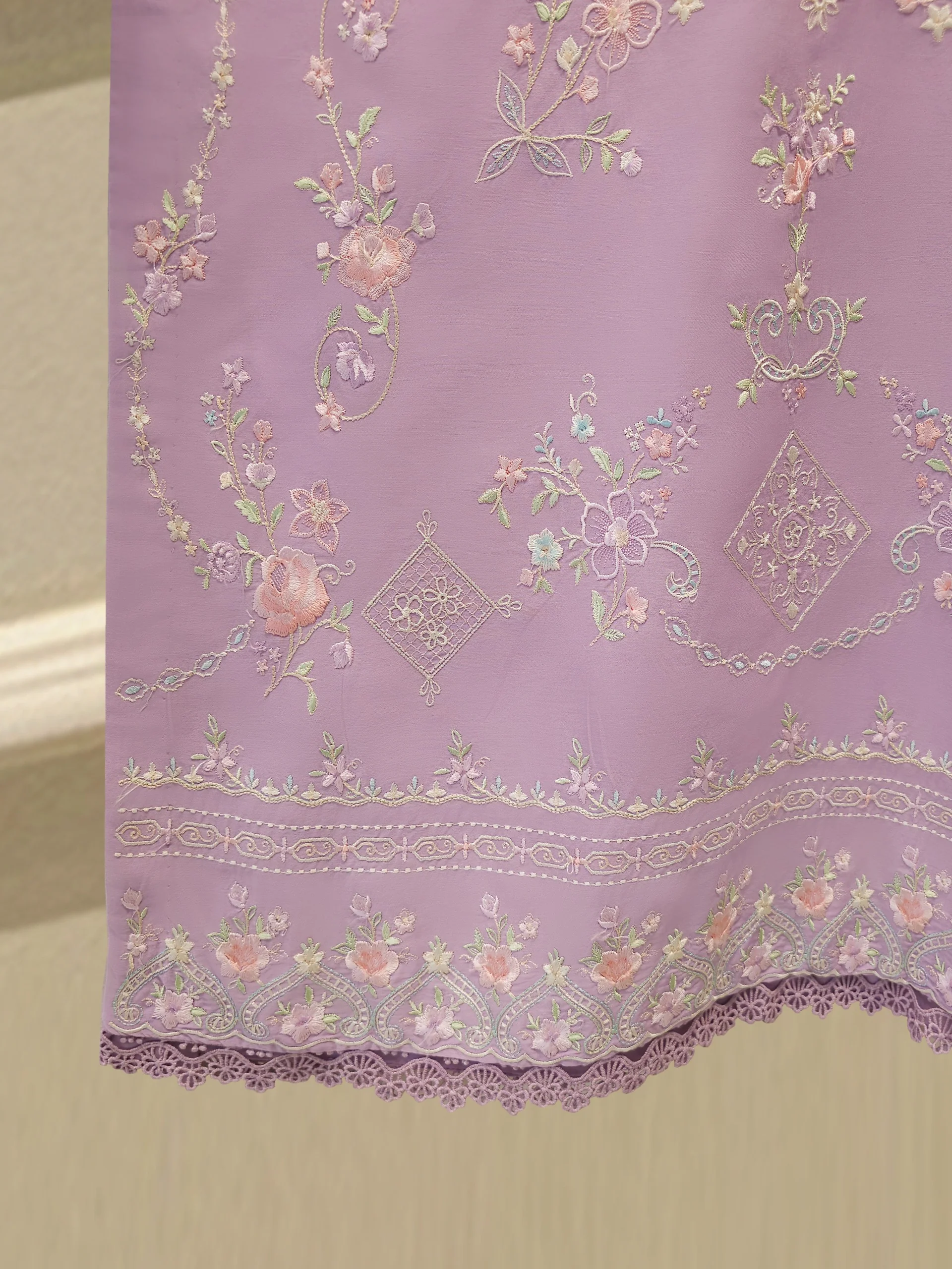 2 Piece - Embroidered Cambric Suit S114087 - Image 3