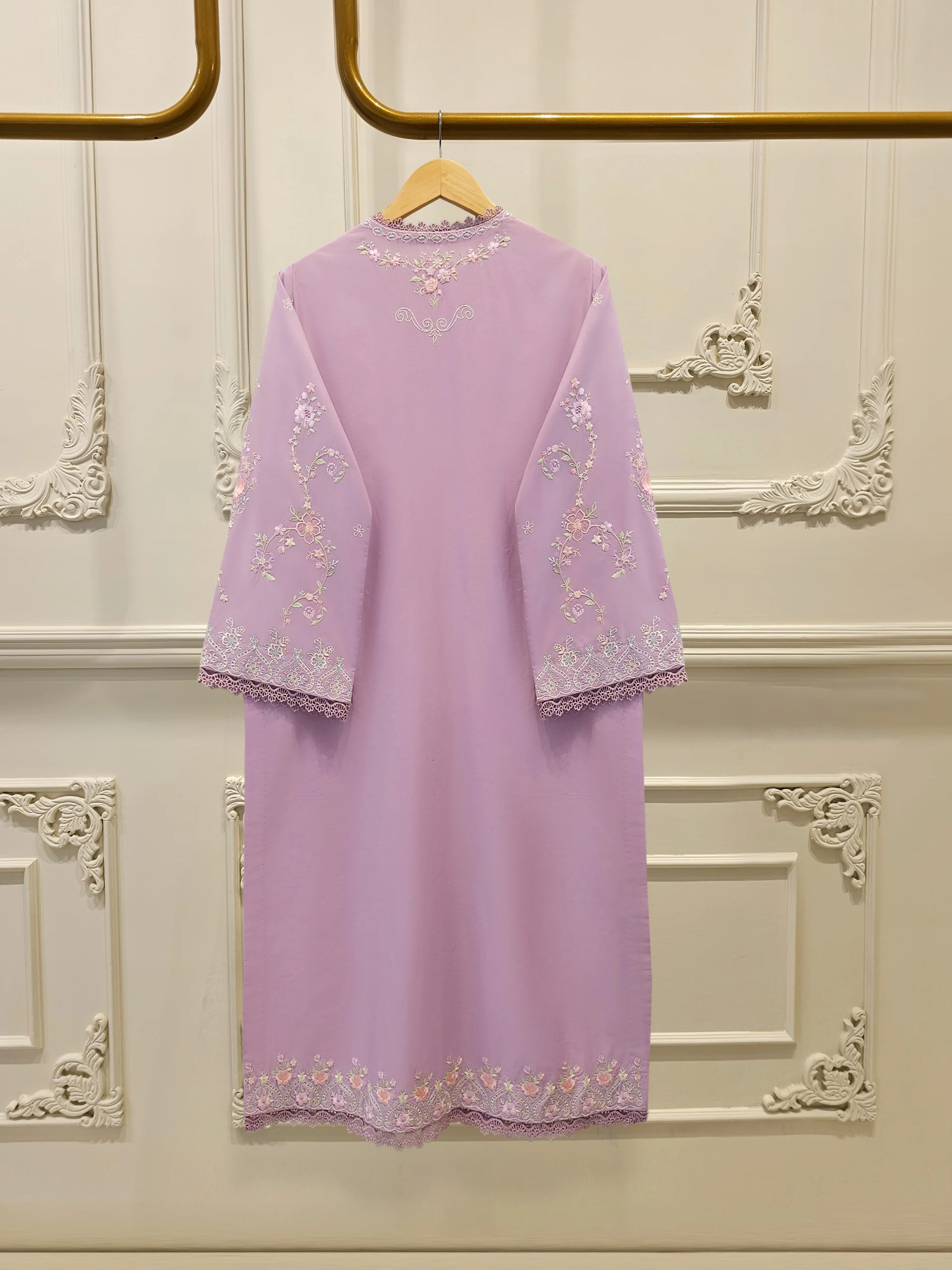 2 Piece - Embroidered Cambric Suit S114087 - Image 4