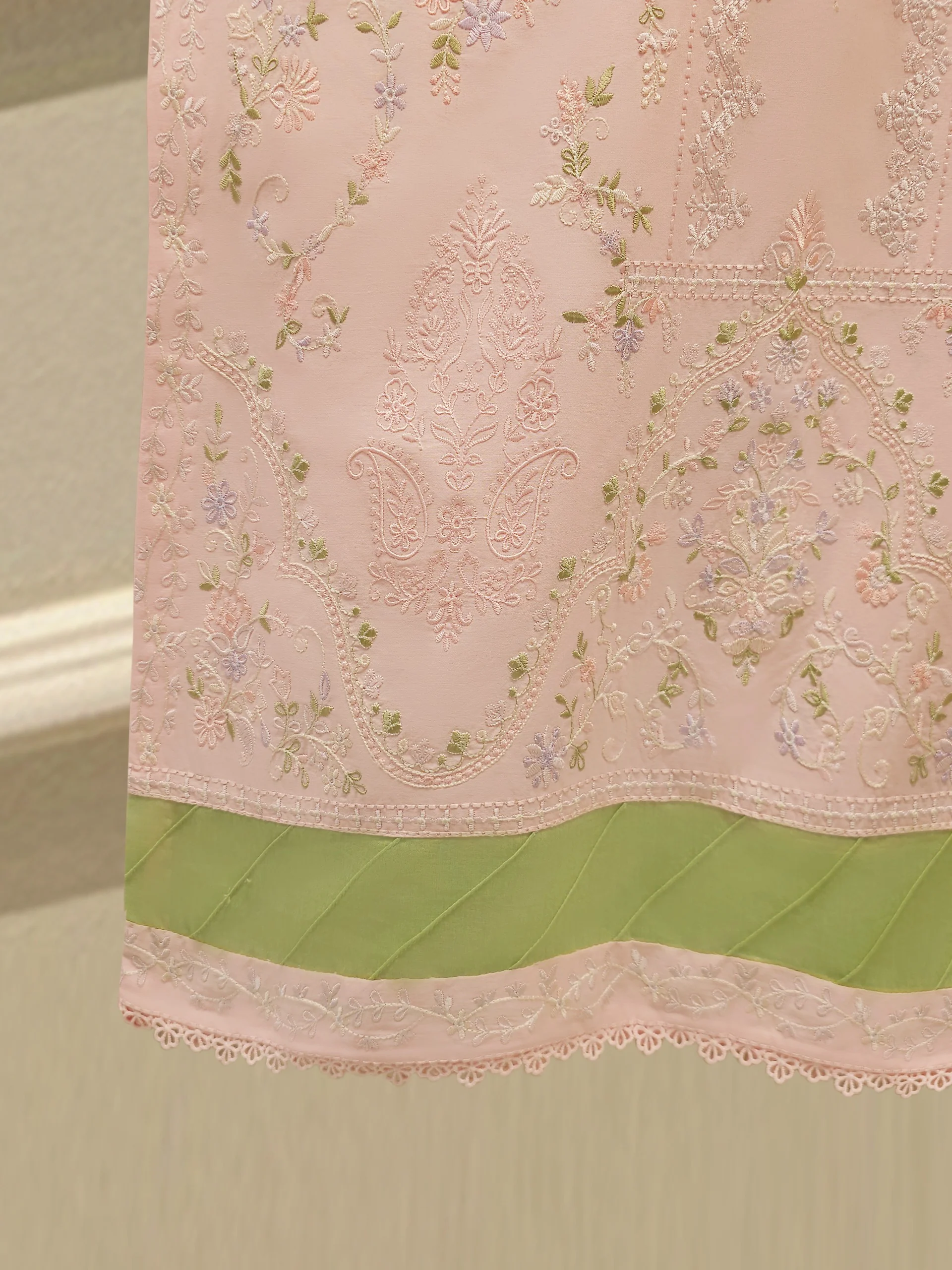 2 Piece - Embroidered Cambric Suit S114091 - Image 4