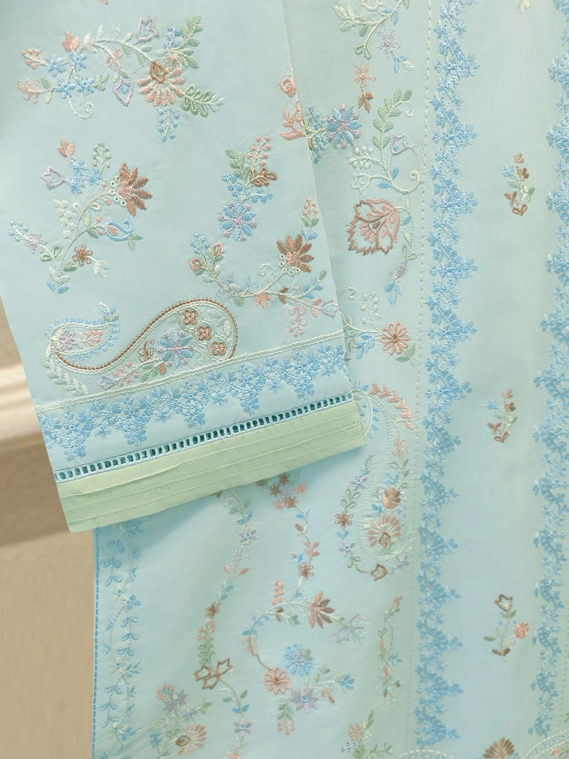 2 Piece - Embroidered Cambric Suit S114190 - Image 3
