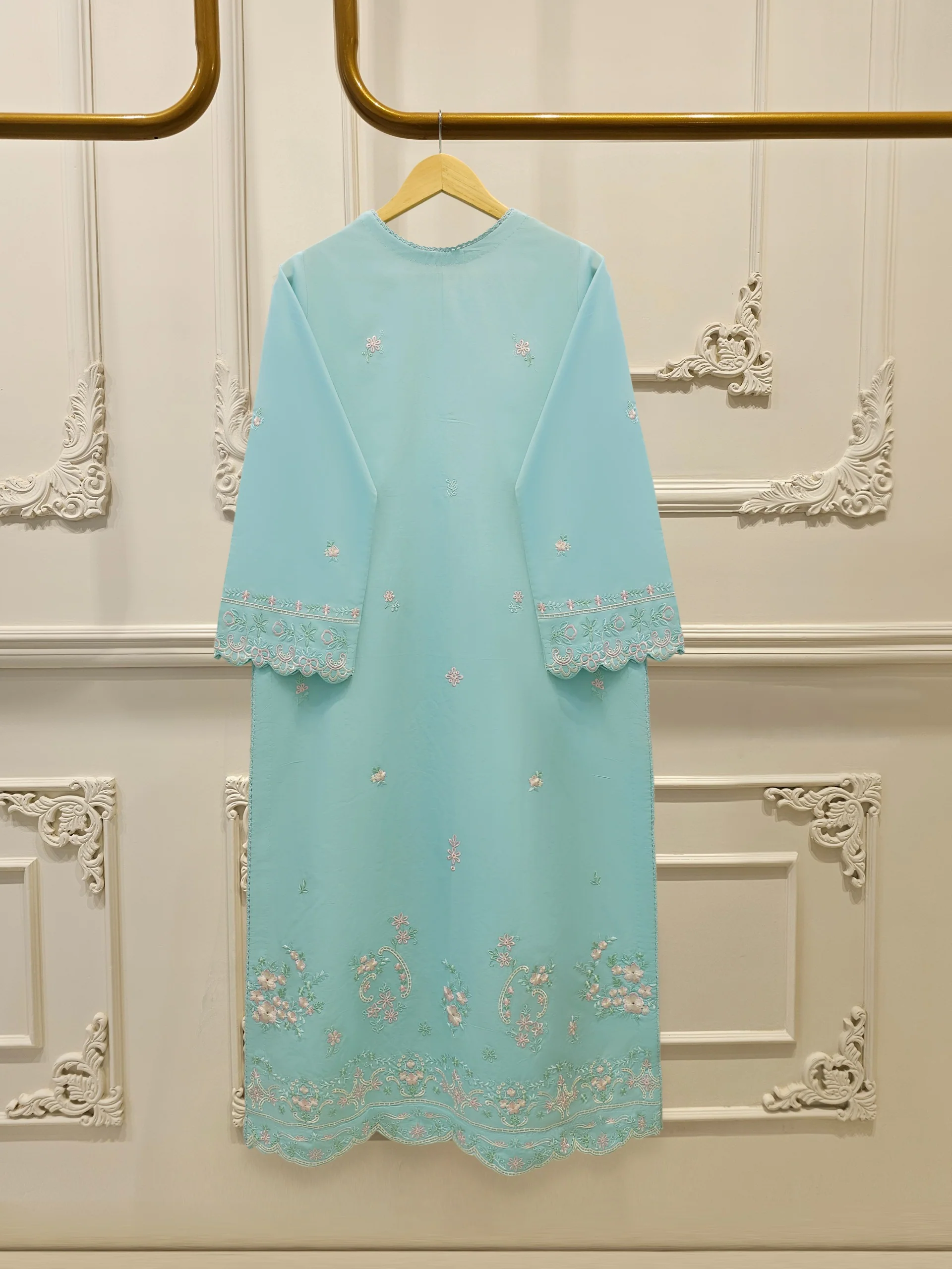 2 Piece - Embroidered Cambric Suit S114219 - Image 4