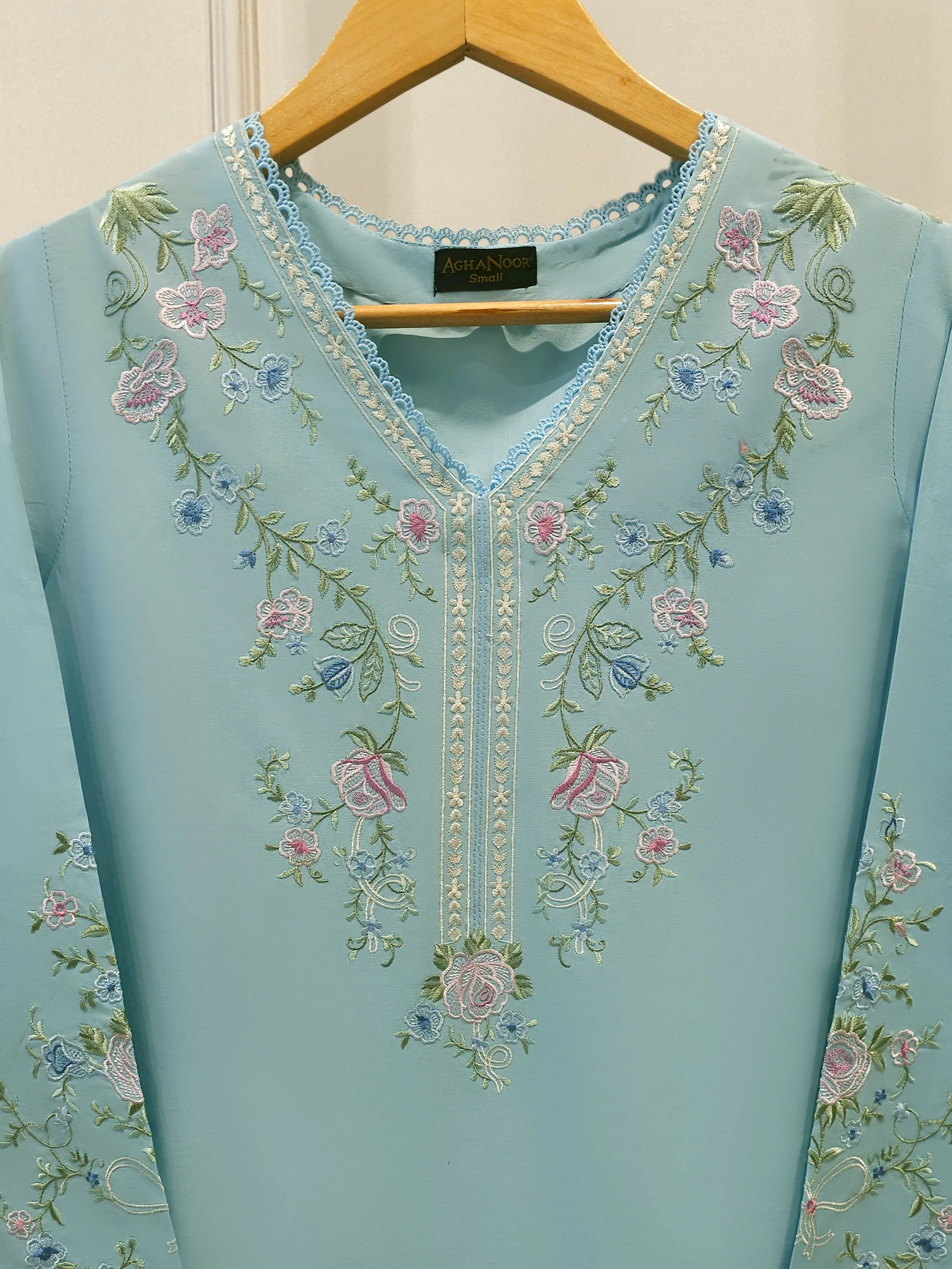 2 Piece - Embroidered Cambric Suit S114227 - Image 2