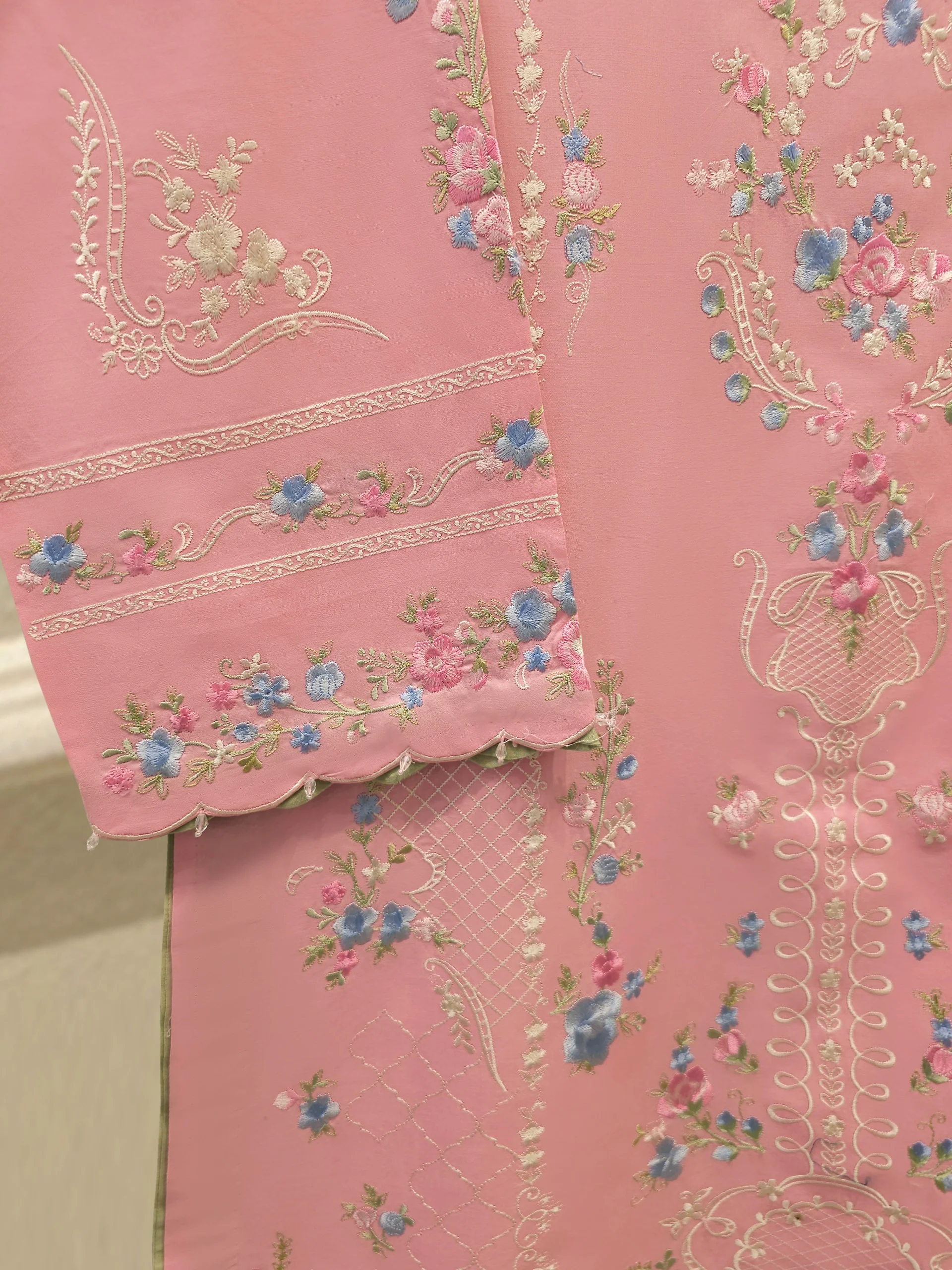 2 Piece - Embroidered Cambric Suit S114303 - Image 2