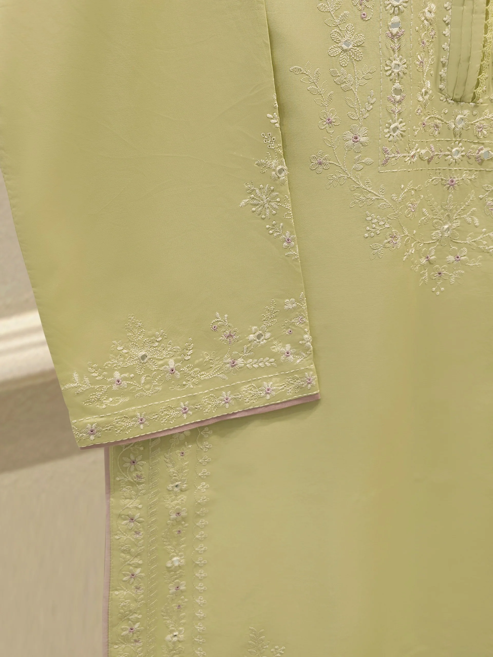 2 Piece - Embroidered Cambric Suit S114356 - Image 3