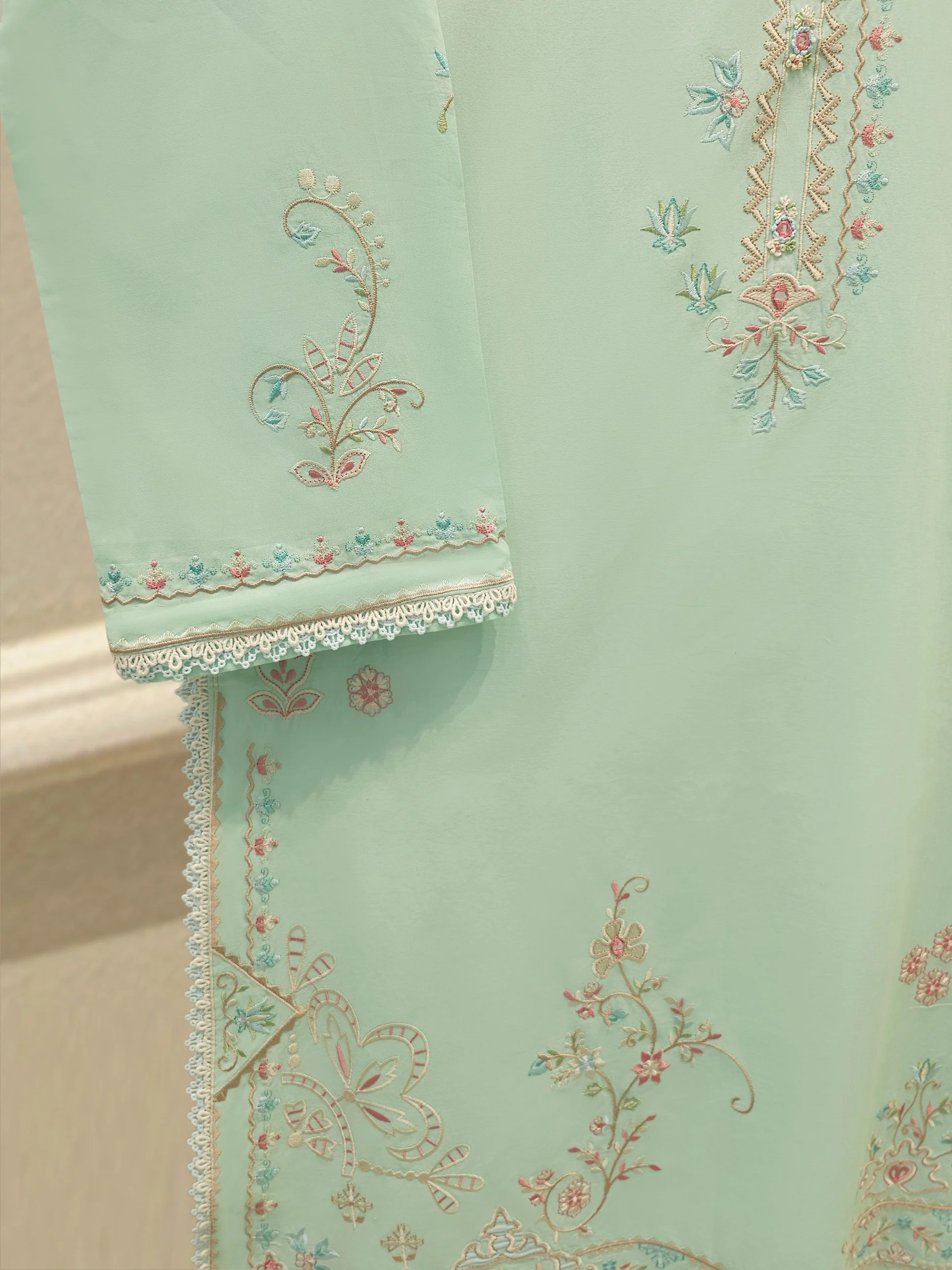 2 Piece - Embroidered Cambric Suit S114371 - Image 3
