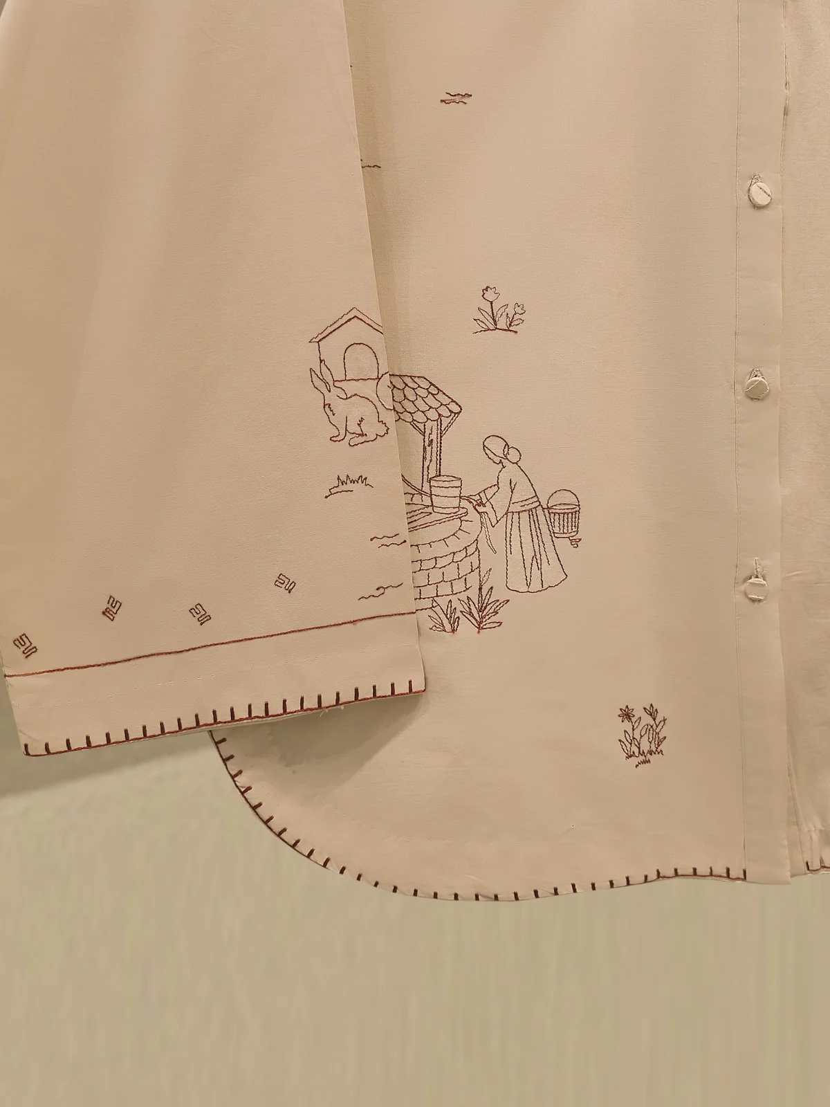 2 Piece - Embroidered Cambric Suit WS00264 - Image 3