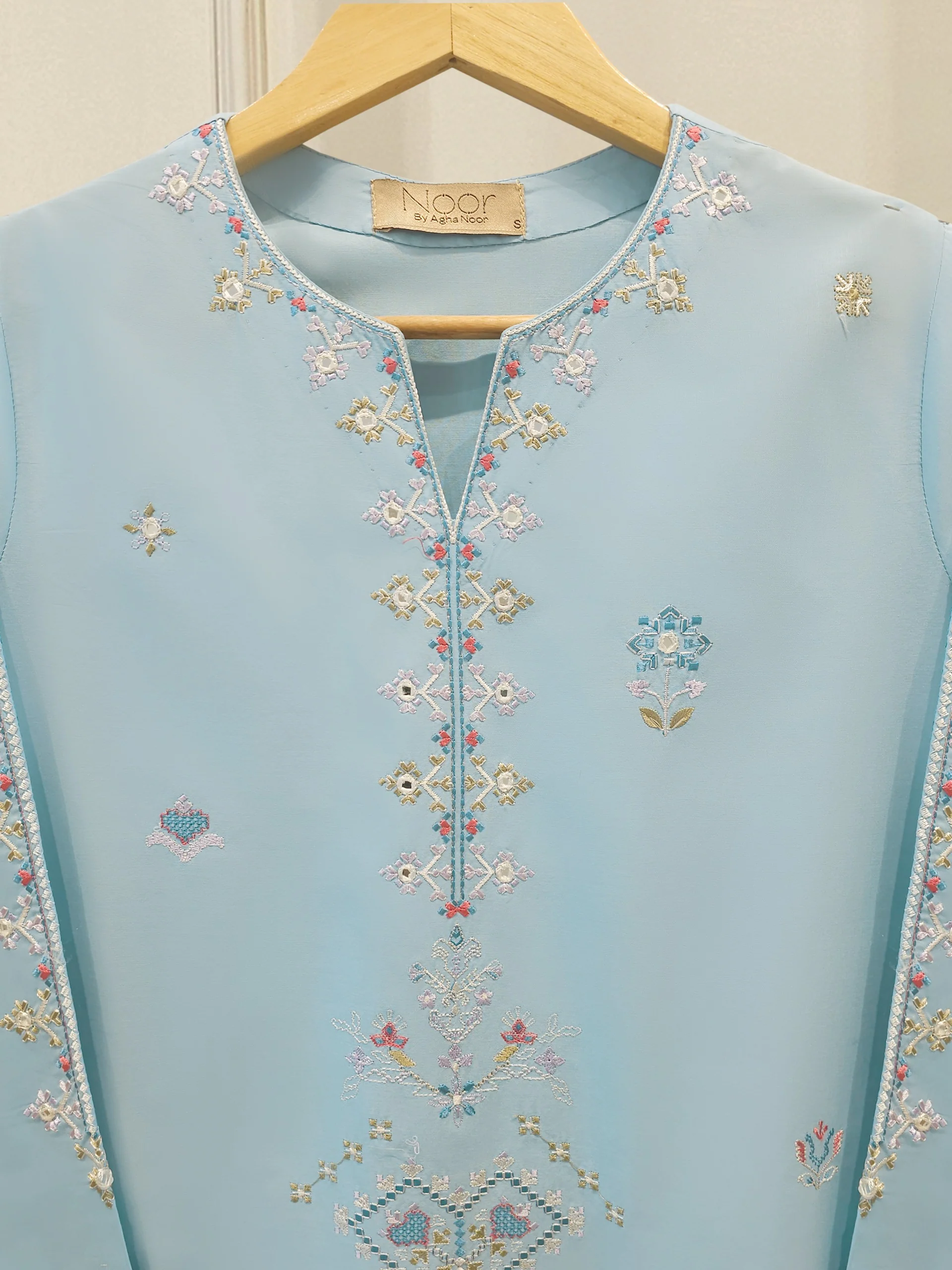 2 Piece - Embroidered Cambric Suit WS00302 - Image 2