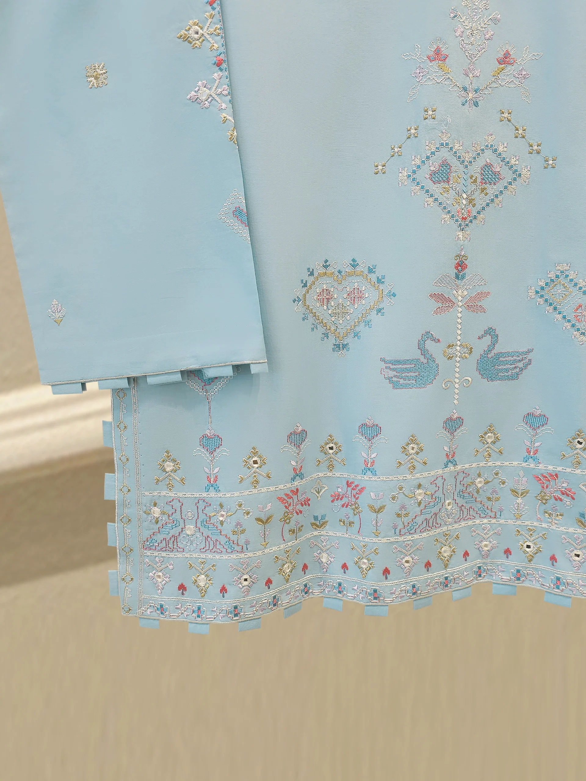 2 Piece - Embroidered Cambric Suit WS00302 - Image 3