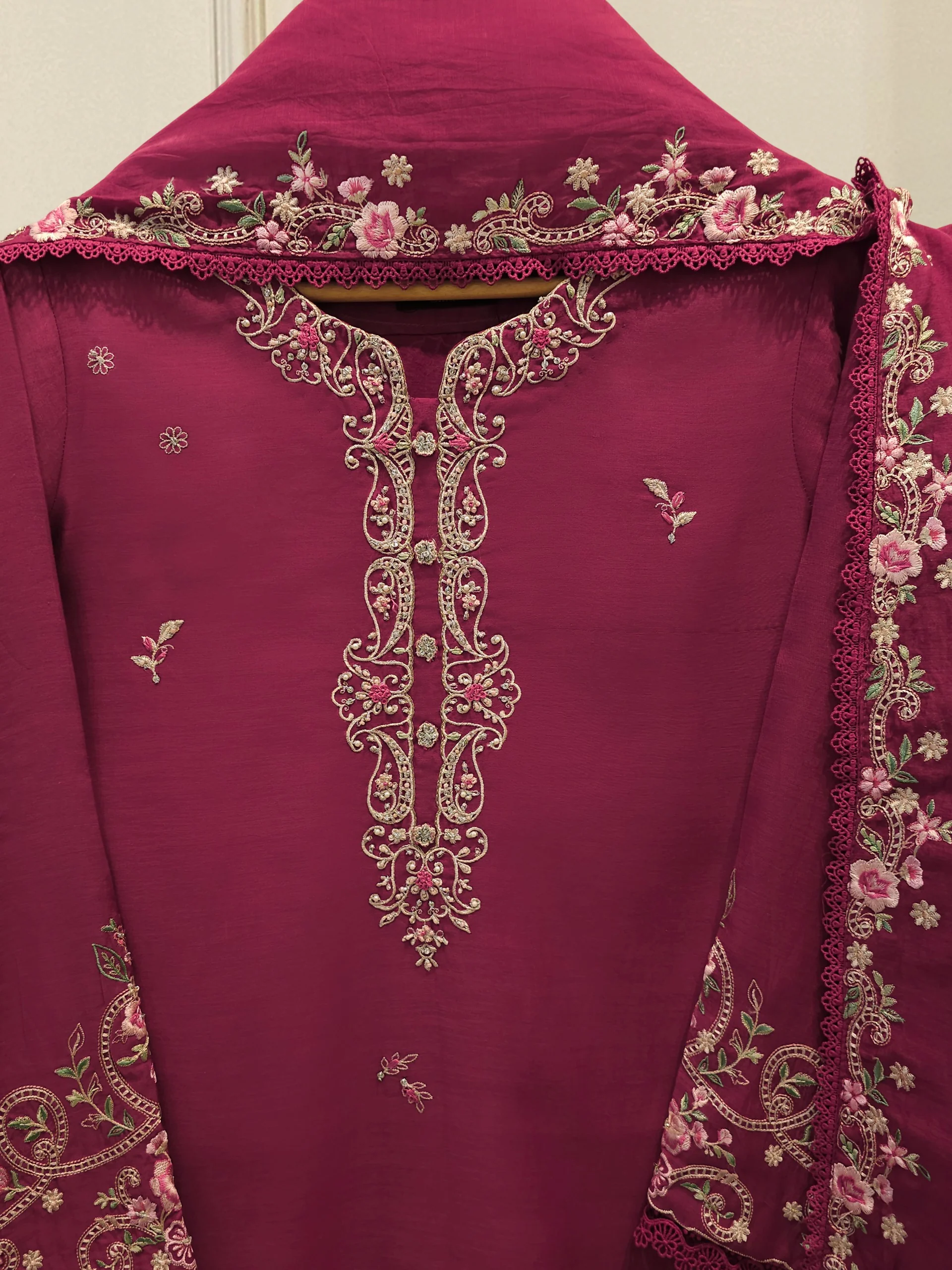 2 Piece - Embroidered Kora Cotton Suit S113719 - Image 2
