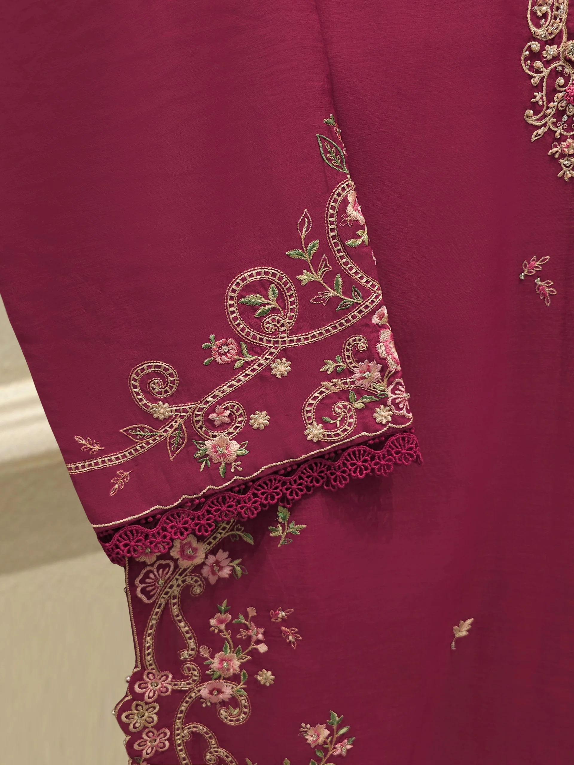 2 Piece - Embroidered Kora Cotton Suit S113719 - Image 3