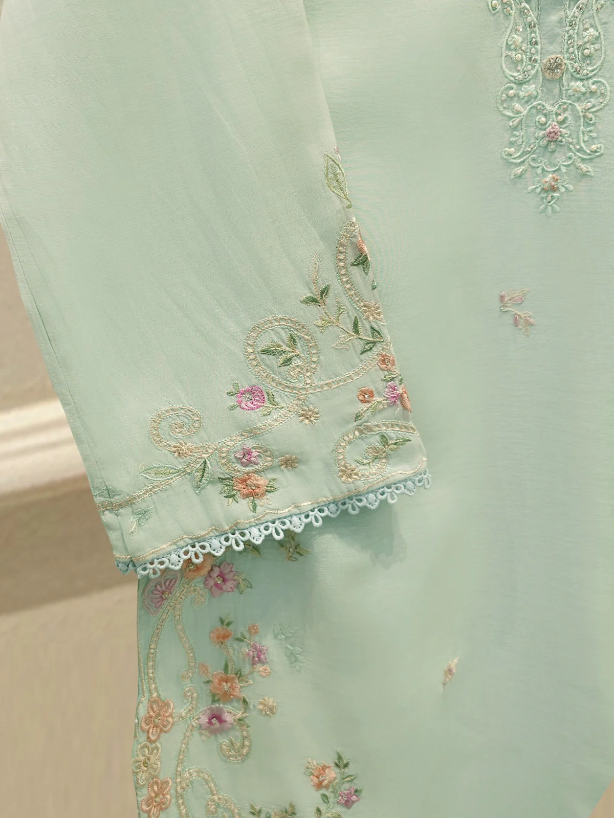 2 Piece - Embroidered Kora Cotton Suit S113803 - Image 3