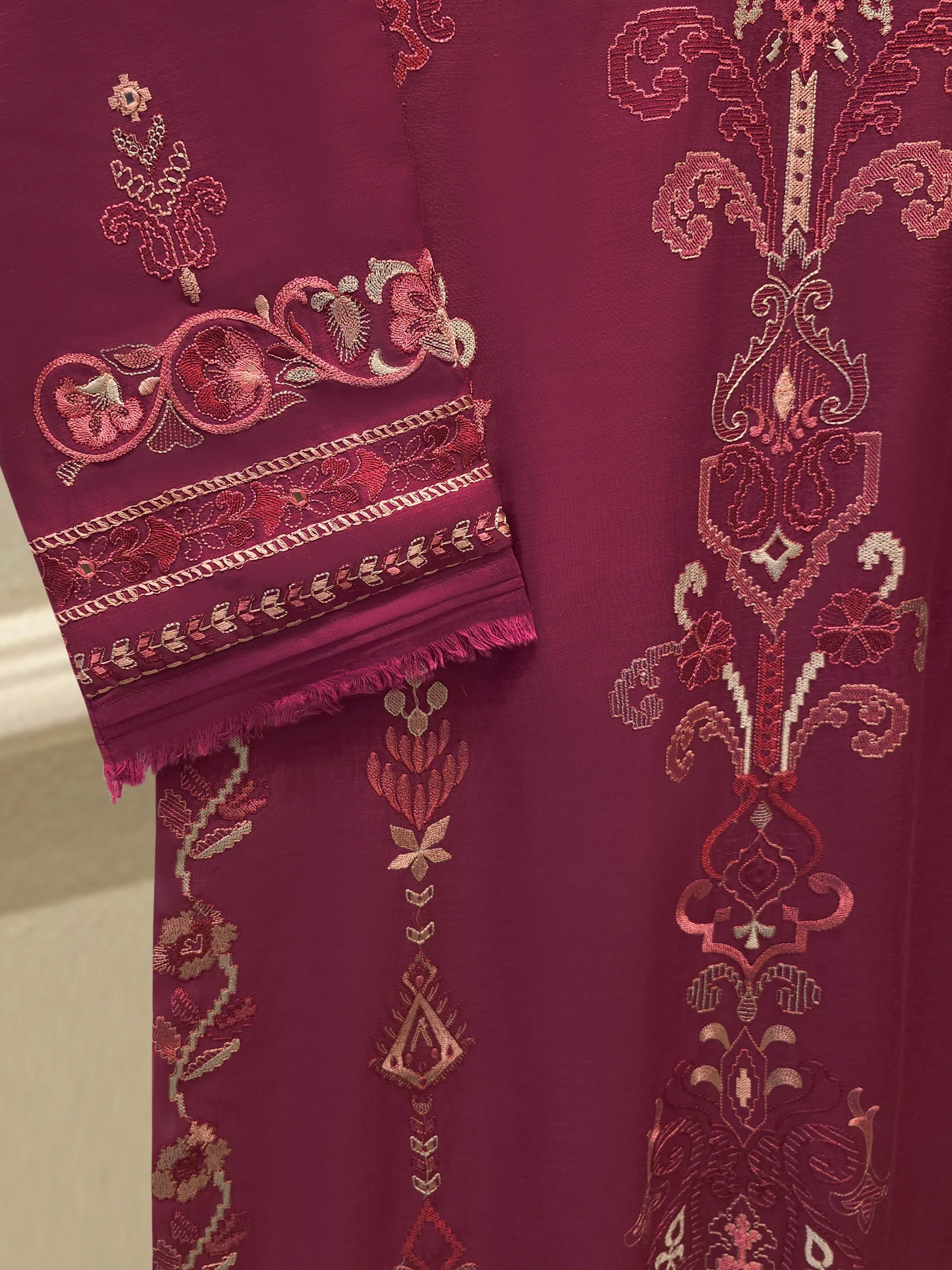 2 Piece - Embroidered Kora Cotton Suit S114173 - Image 3