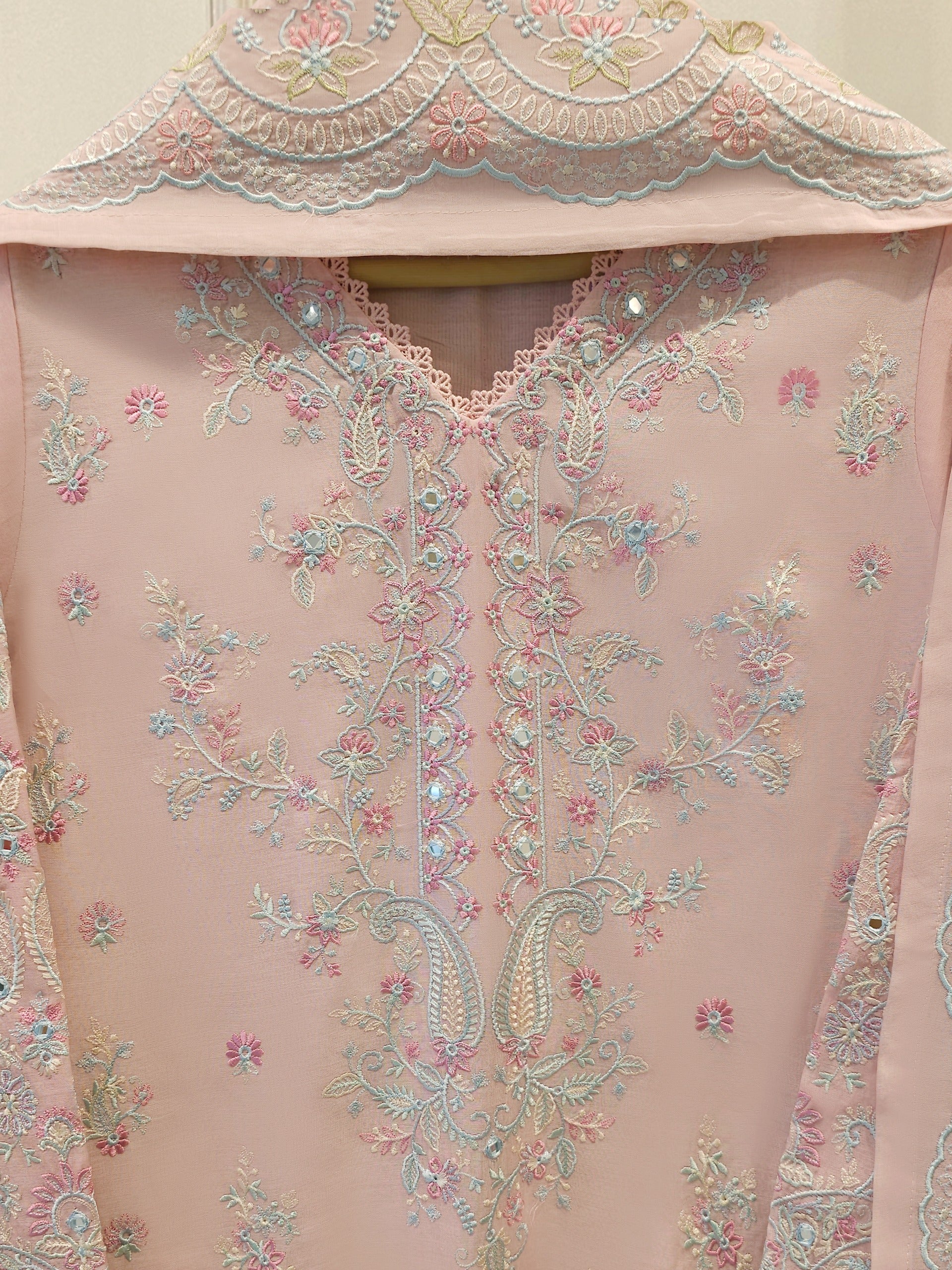 2 Piece - Embroidered Kora Cotton Suit S114217 - Image 2