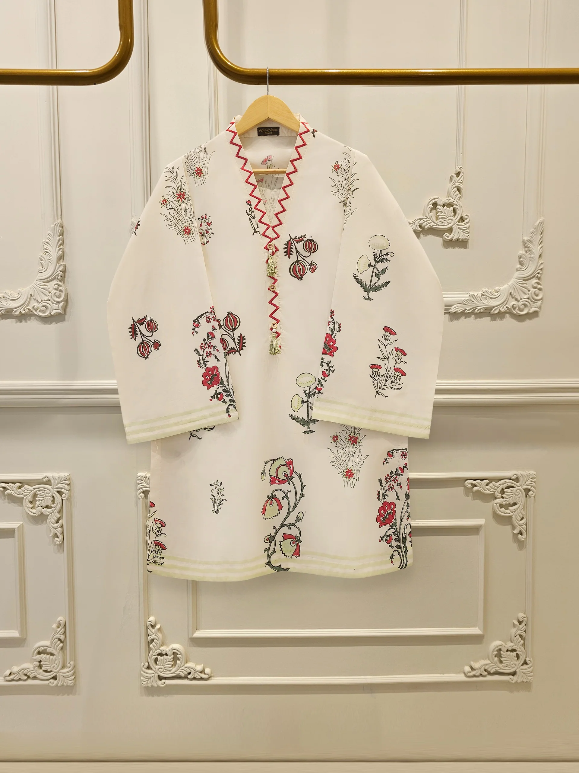 2 Piece - hand block print Cambric Suit S114318