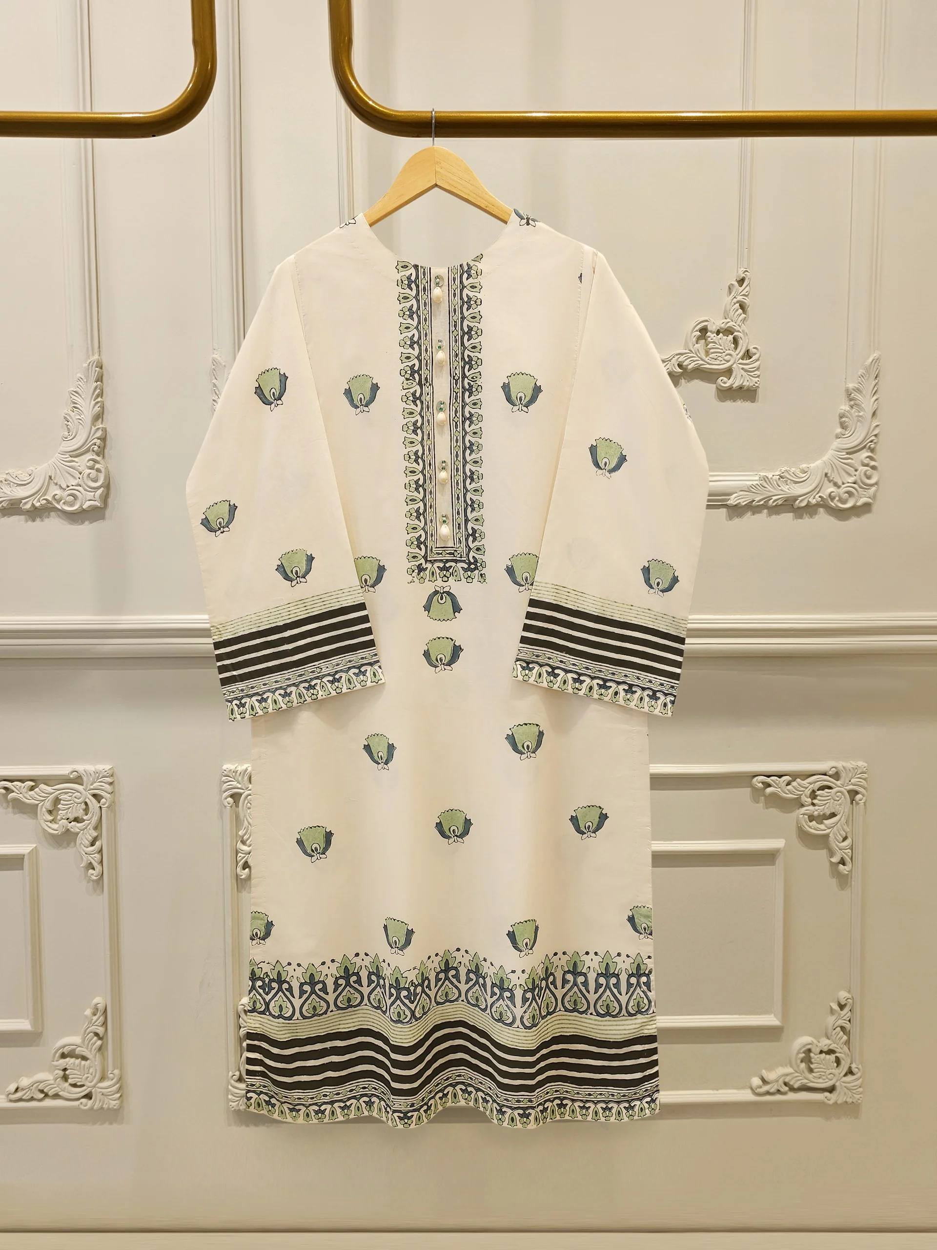 2 Piece - hand block print Cambric Suit S114319