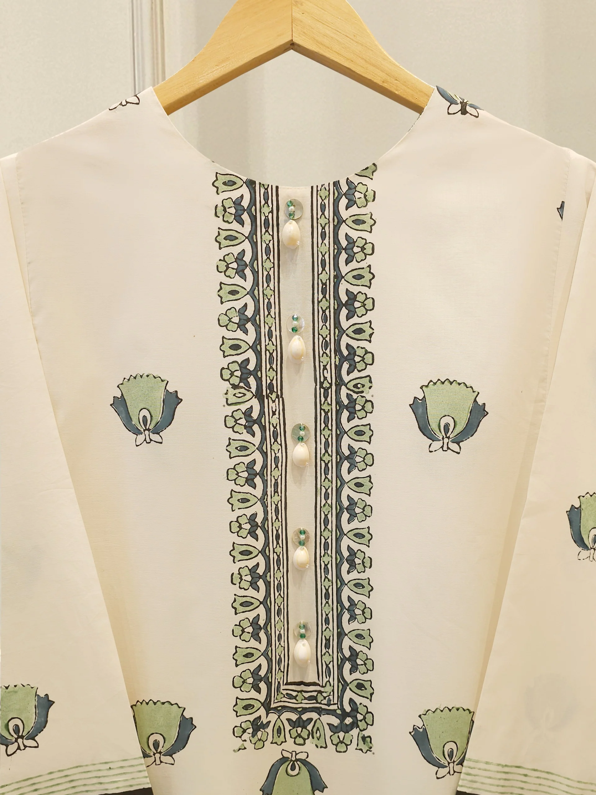 2 Piece - hand block print Cambric Suit S114319 - Image 2