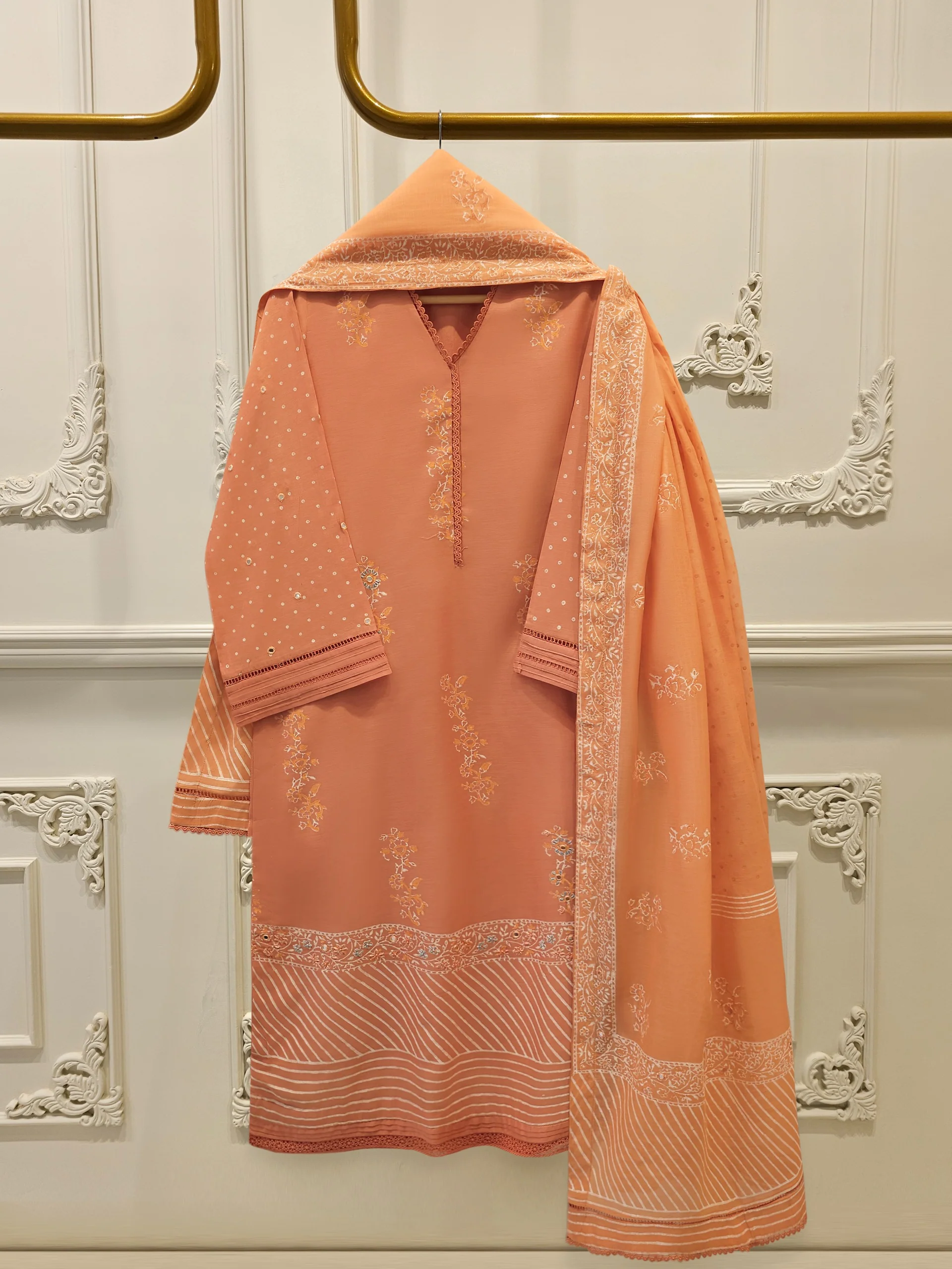 2 Piece - Hand Block Printed Kora Cotton Suit  S112413