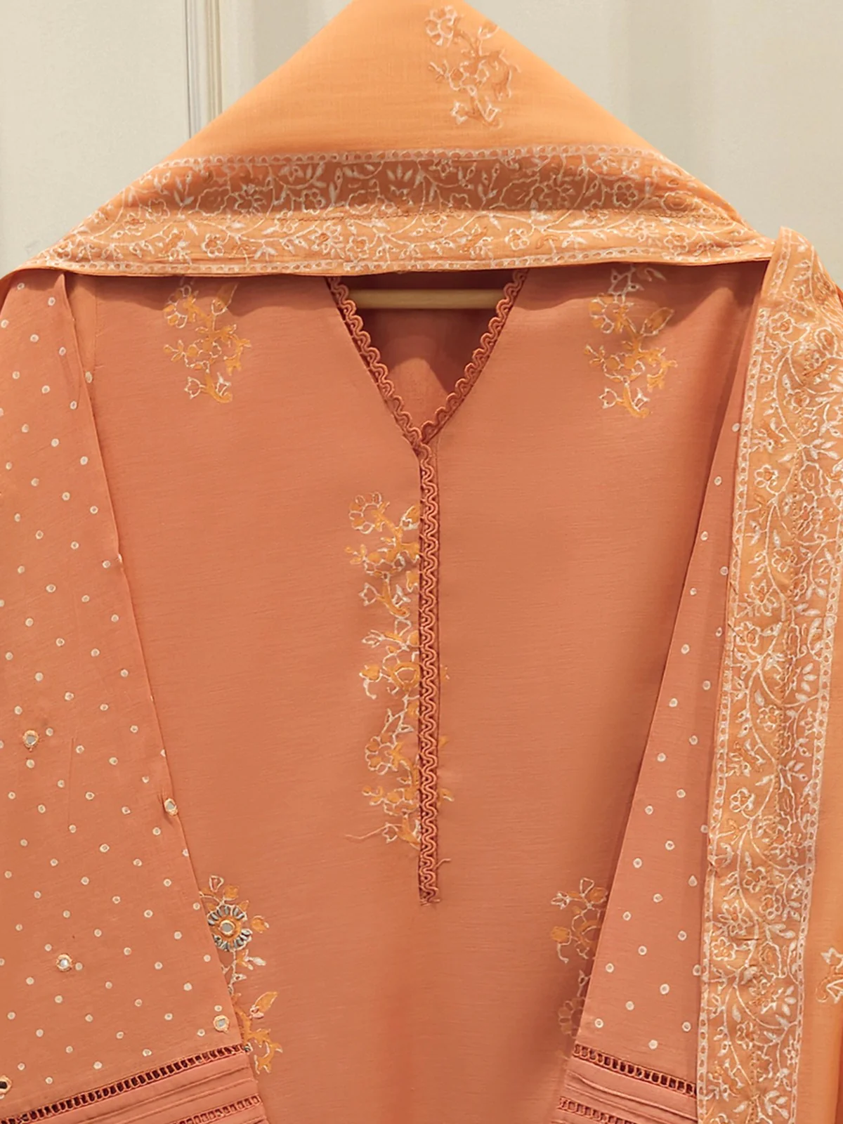 2 Piece - Hand Block Printed Kora Cotton Suit  S112413 - Image 2