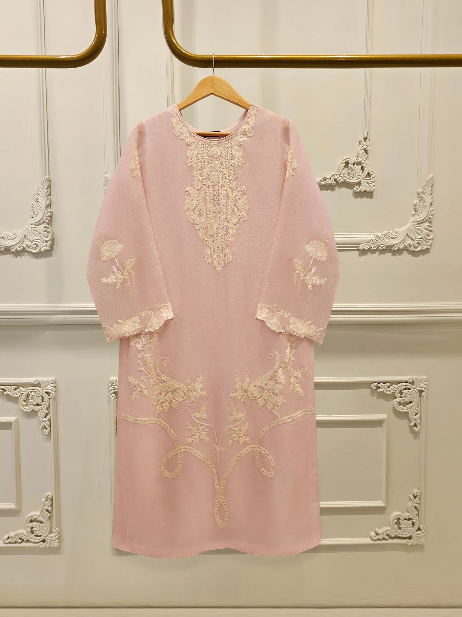 2 Piece - Pure Embroidered Cotton Net Suit S113728