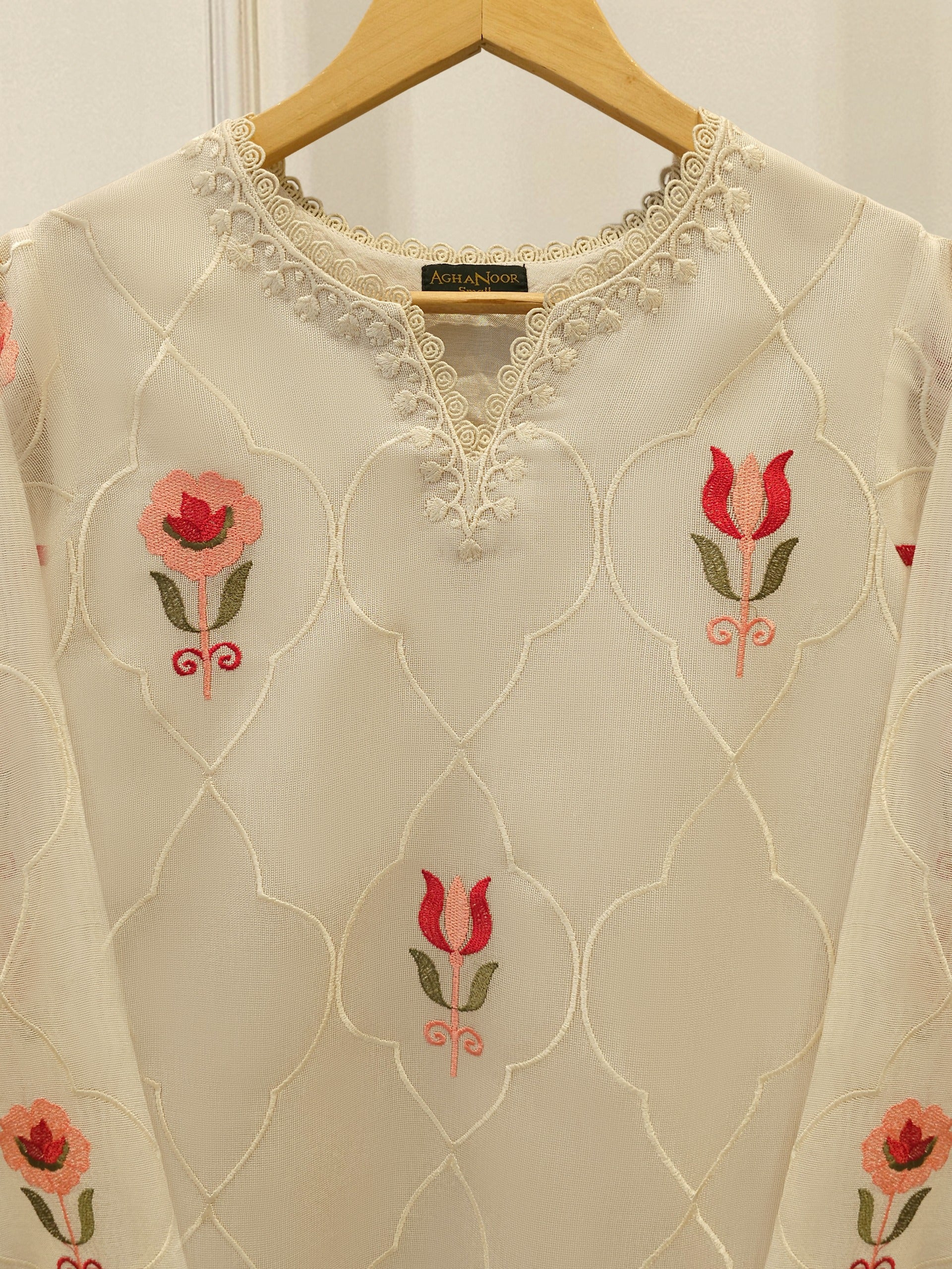 2 Piece - Pure Embroidered Cotton Net Suit S113814 - Image 3