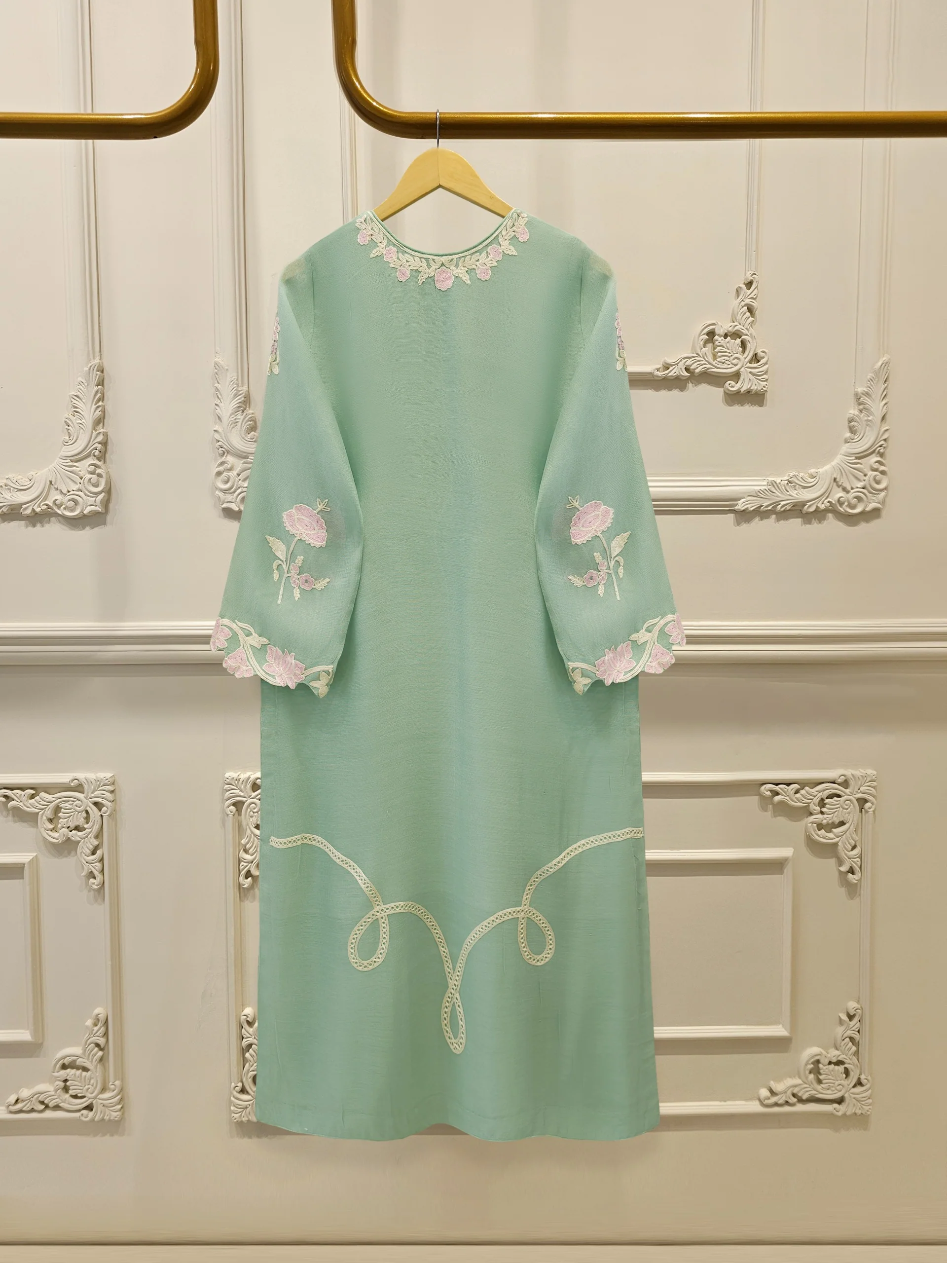 2 Piece - Pure Embroidered Cotton Net Suit S113855 - Image 5