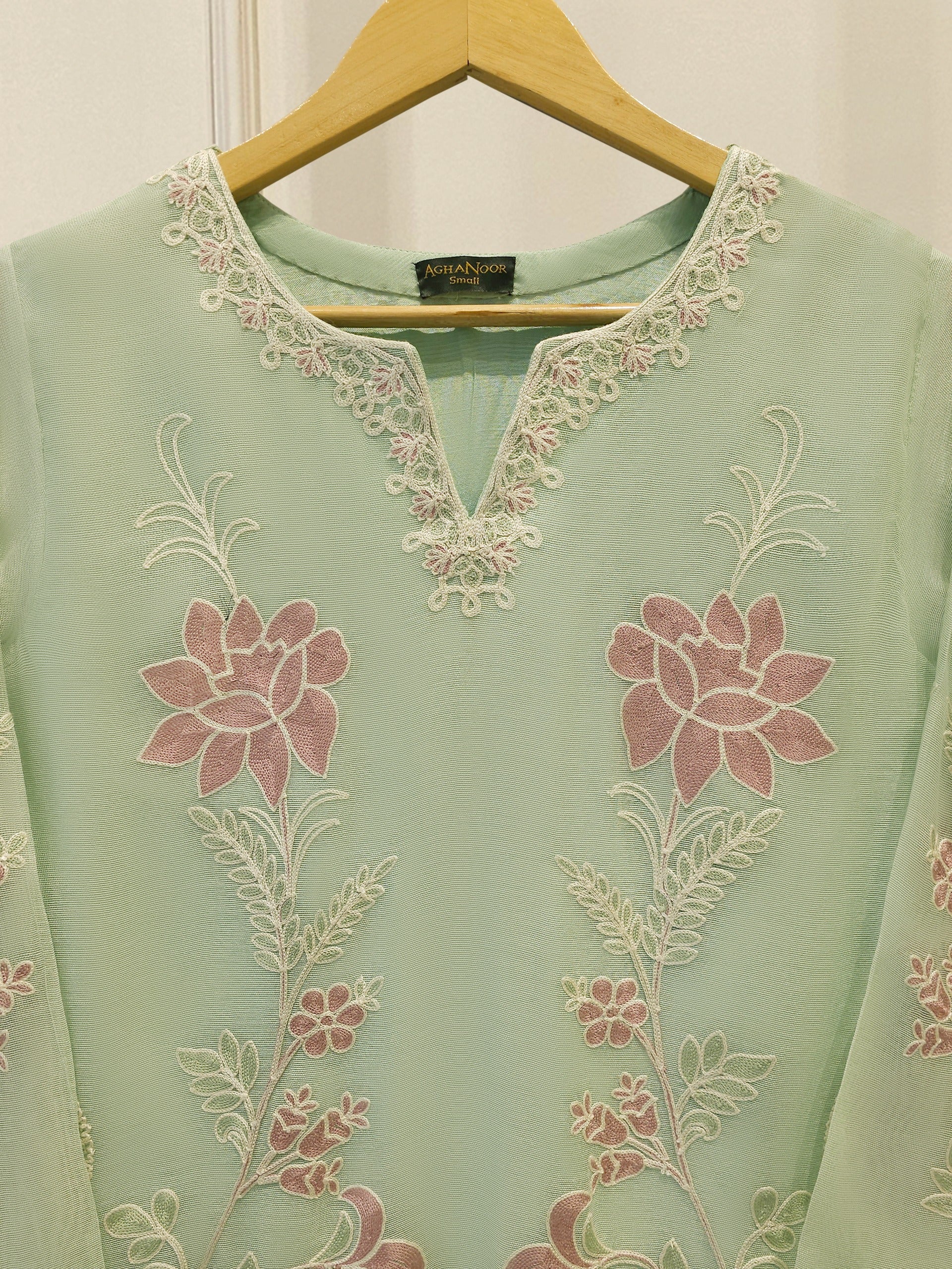 2 Piece - Pure Embroidered Cotton Net Suit S114052 - Image 2
