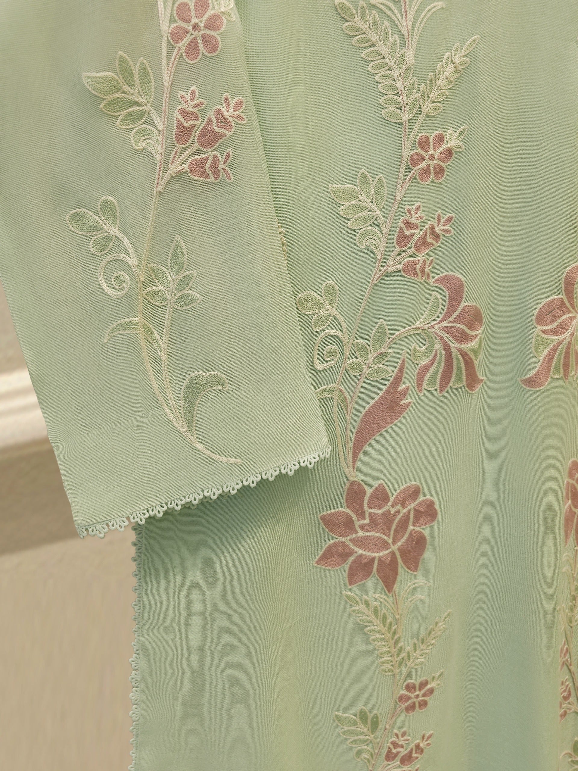 2 Piece - Pure Embroidered Cotton Net Suit S114052 - Image 3