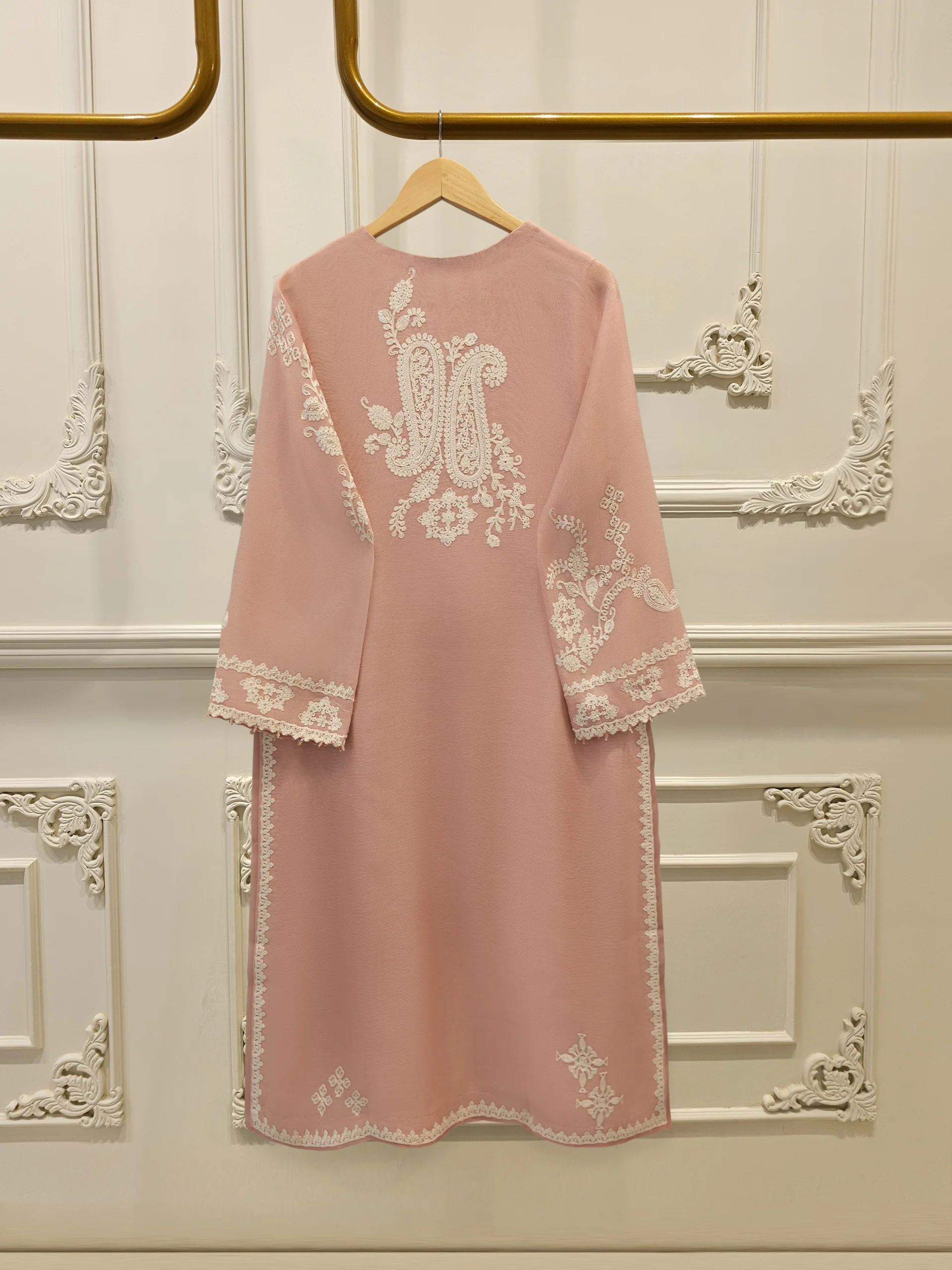 2 Piece - Pure Embroidered Cotton Net Suit S114153 - Image 4