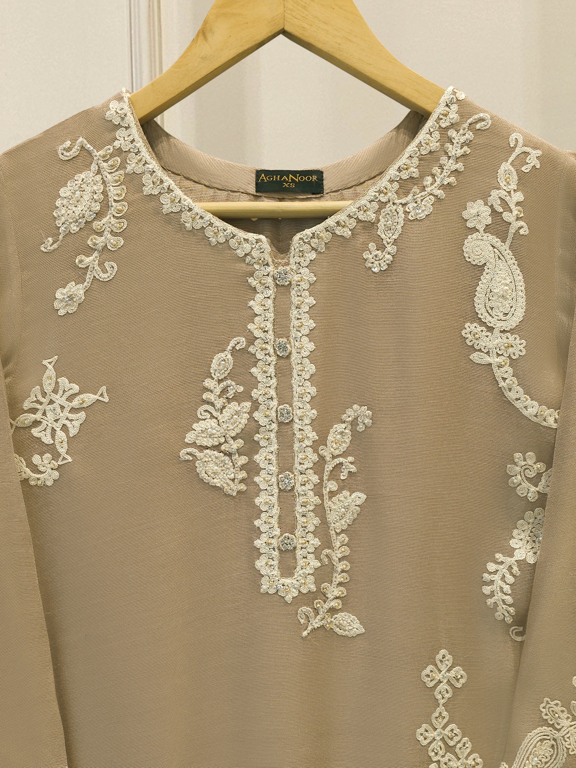 2 Piece - Pure Embroidered Cotton Net Suit S114171 - Image 2