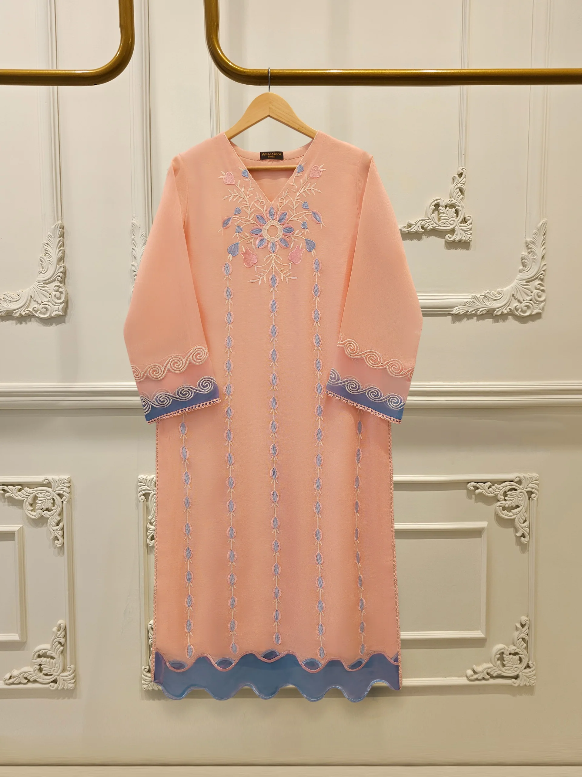 2 Piece - Pure Embroidered Cotton Net Suit S114248