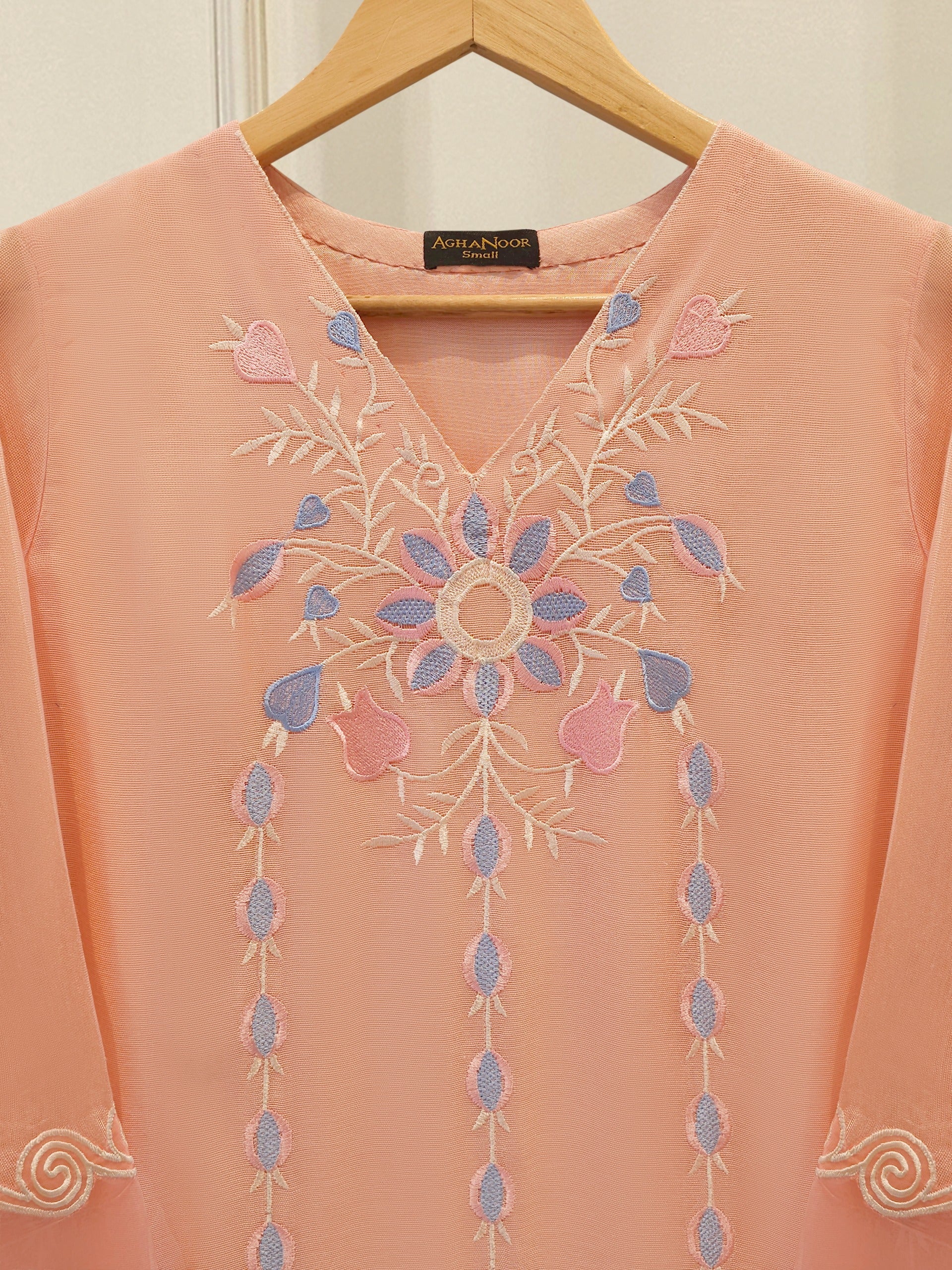 2 Piece - Pure Embroidered Cotton Net Suit S114248 - Image 3