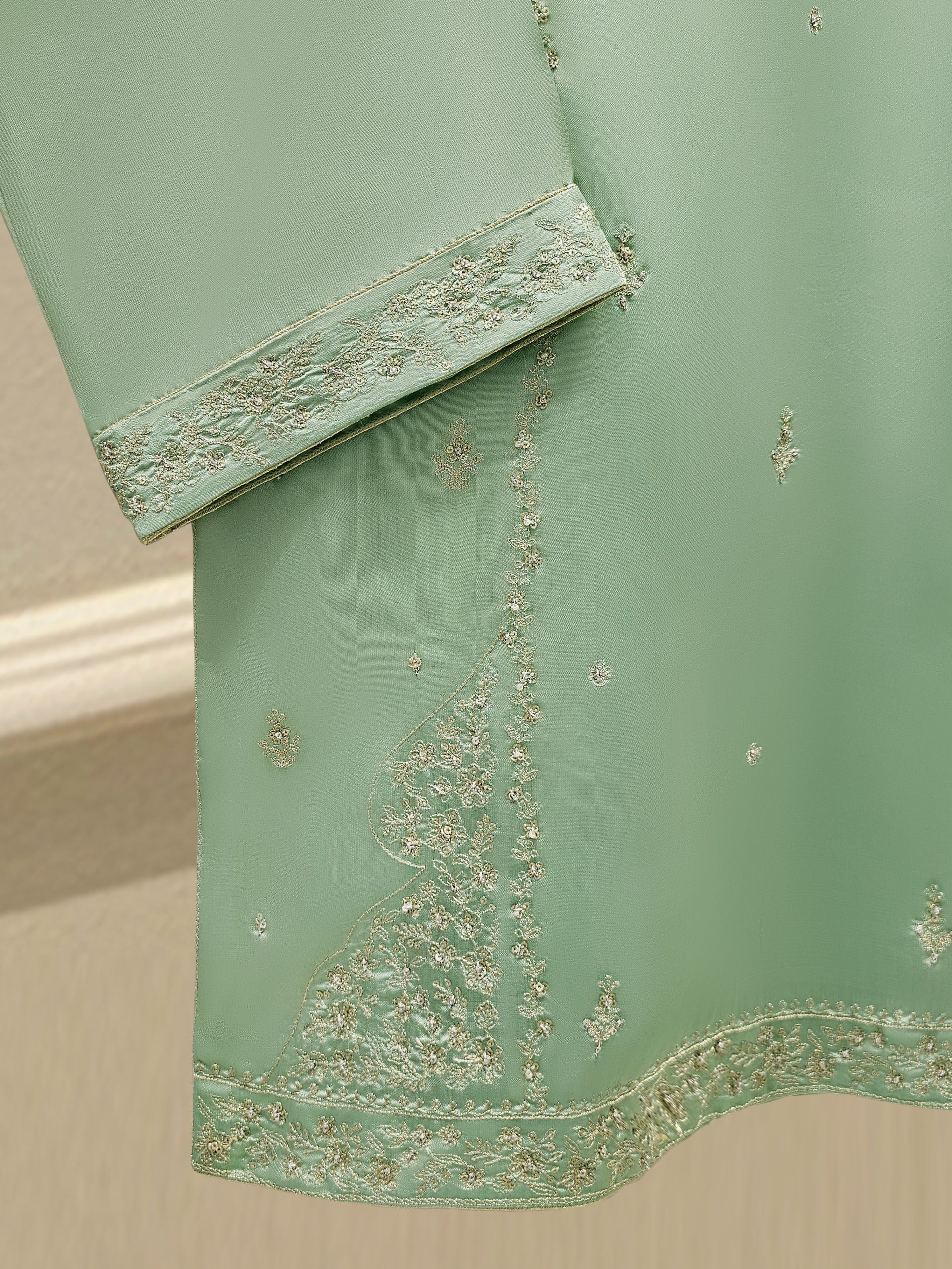 2 Piece- Pure Embroidered Sheesha Silk Suit S111848 - Image 2
