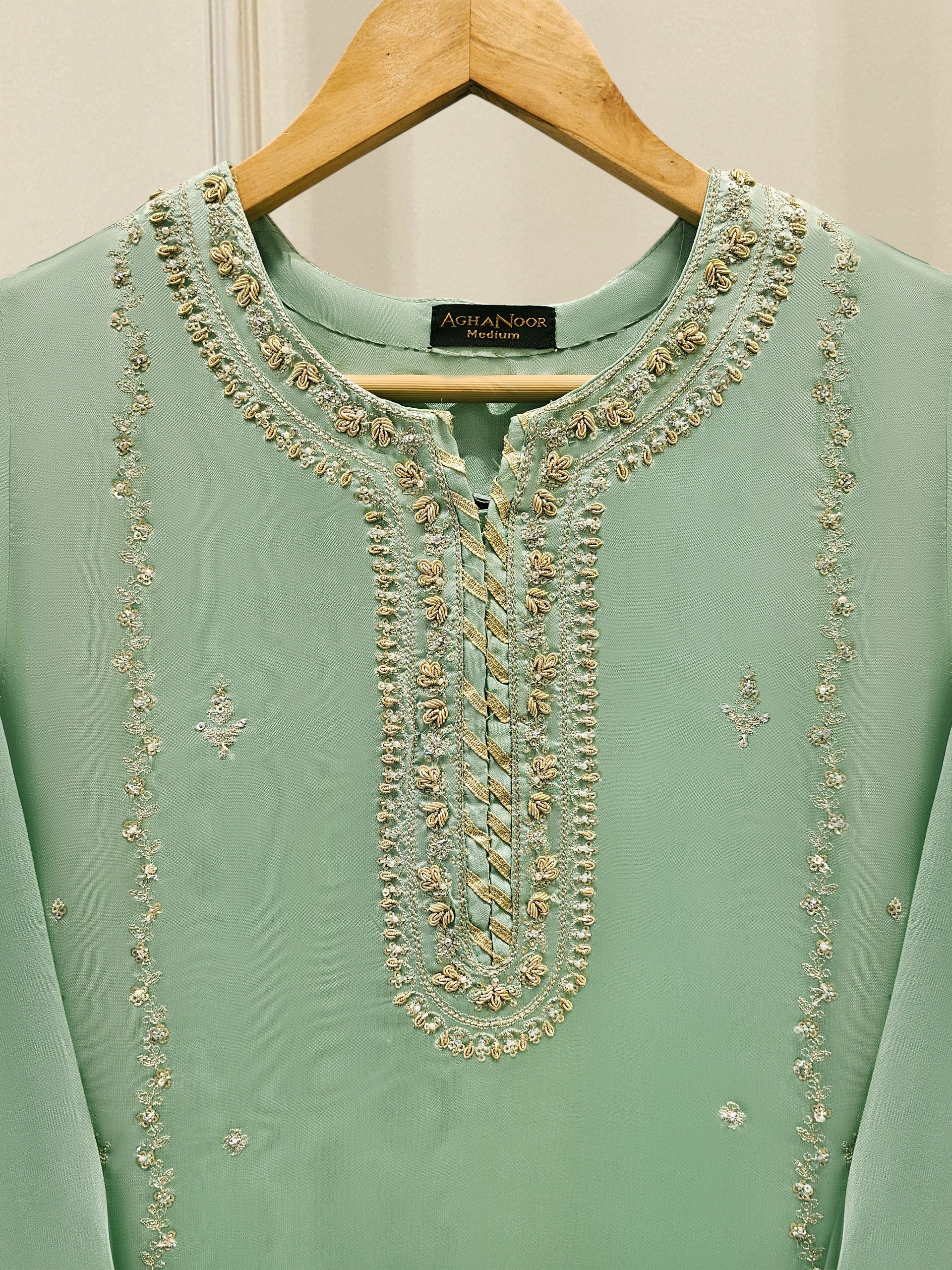 2 Piece- Pure Embroidered Sheesha Silk Suit S111848 - Image 3