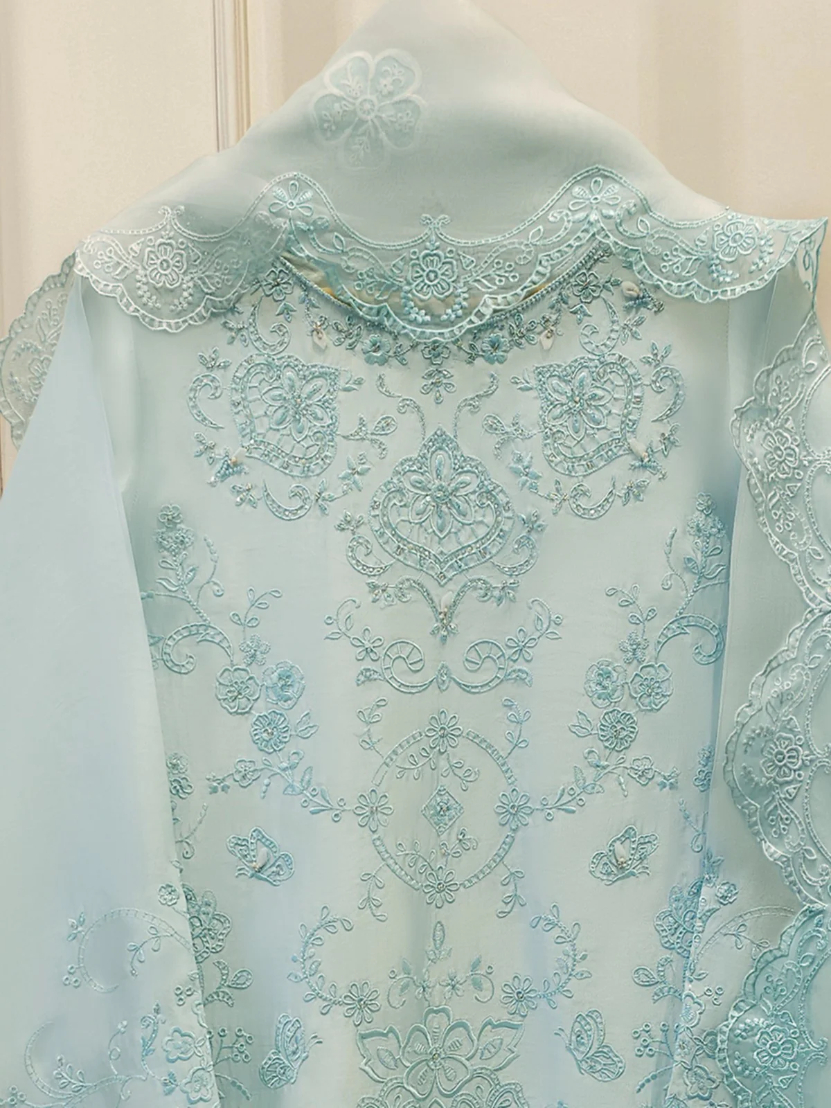 3 Piece- Pure Embroidered Sheesha Silk Suit S112012 - Image 2