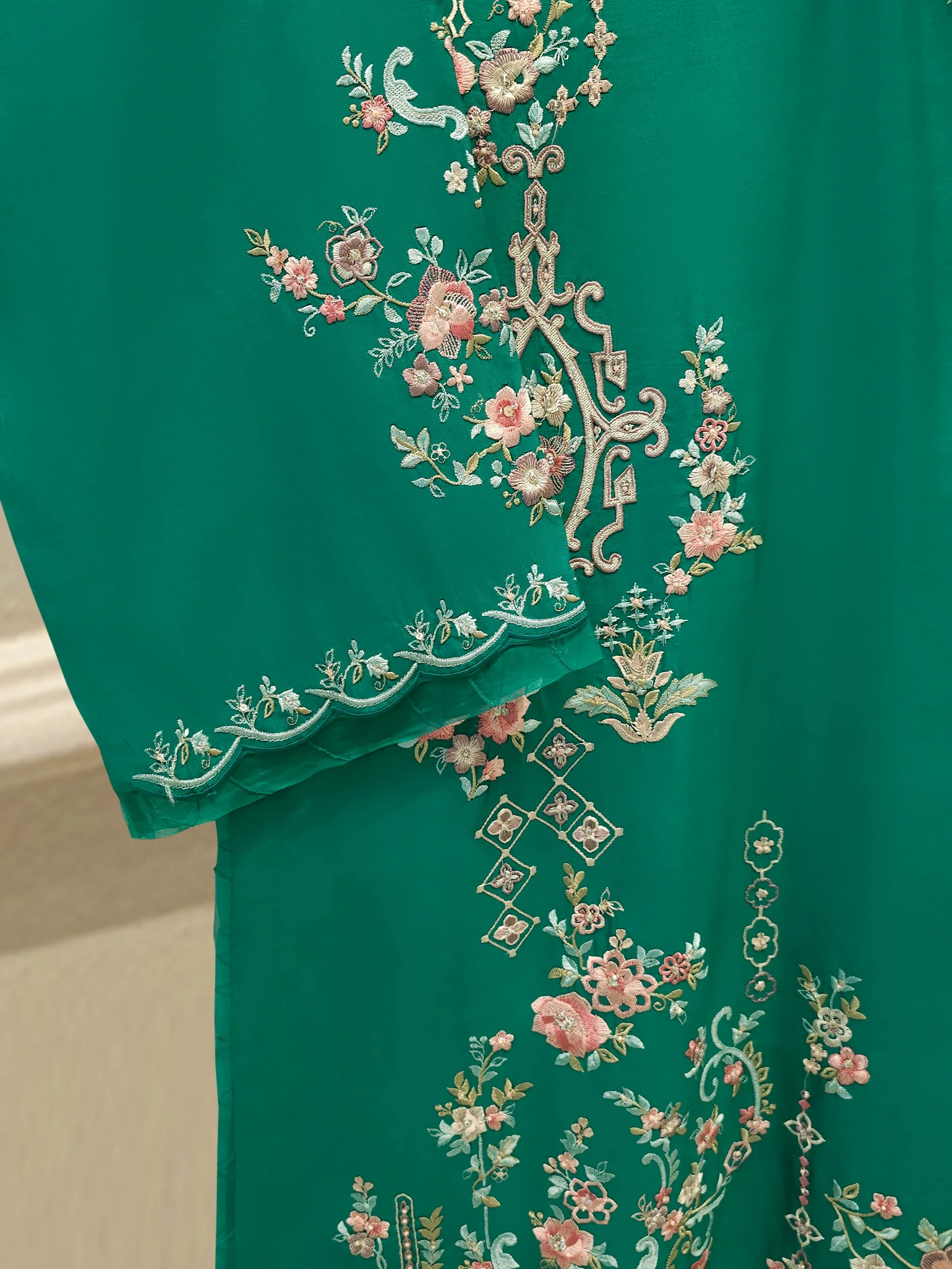 2 Piece- Pure Khaddi Silk Embroidered Suit S114271 - Image 3