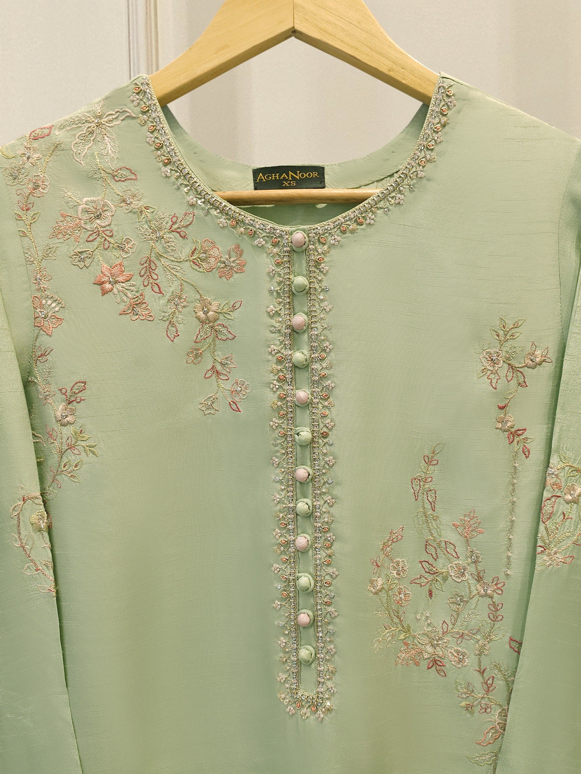 2 Piece - Pure Koren Silk Embroidered Suit S114174 - Image 2