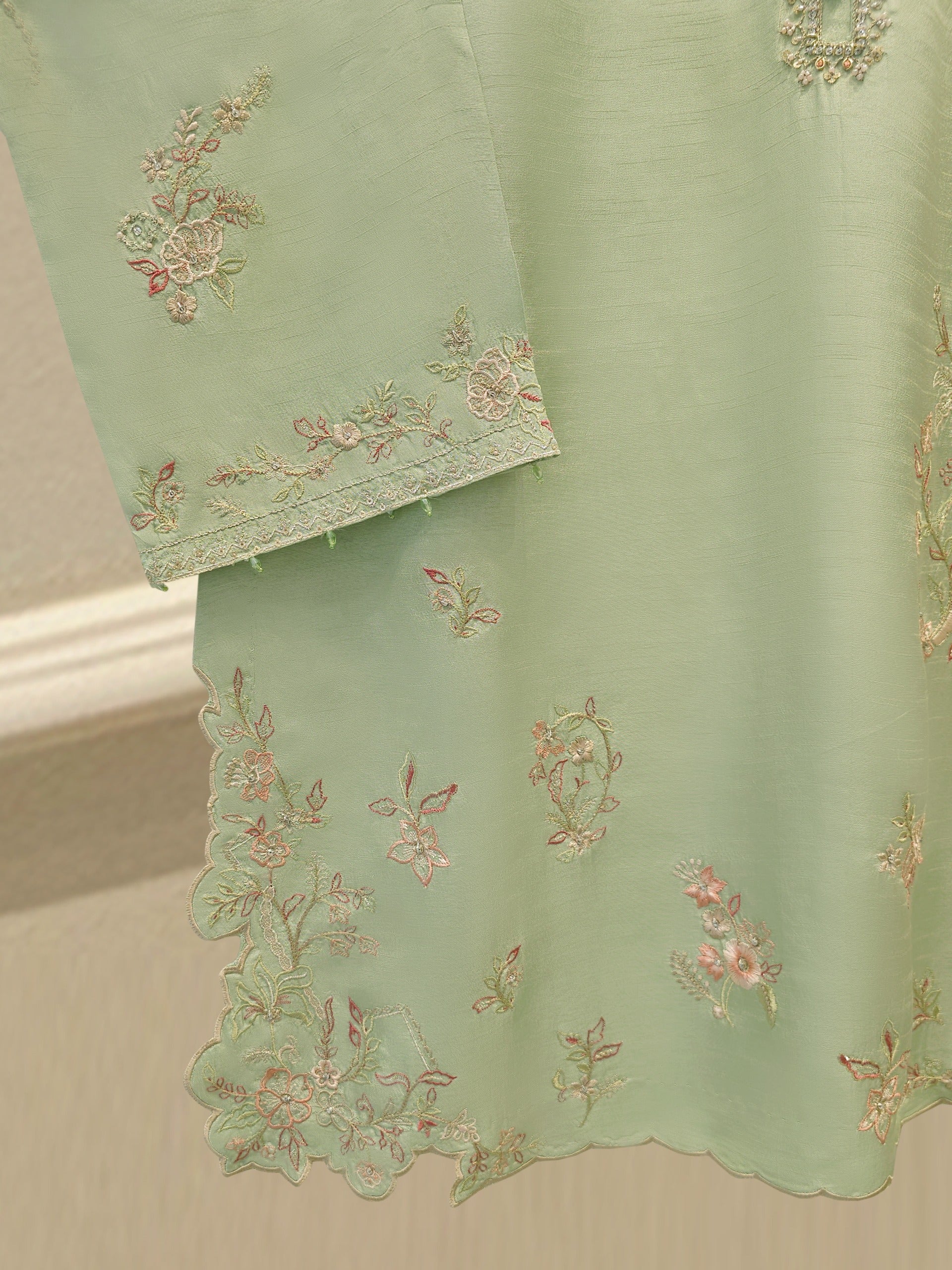 2 Piece - Pure Koren Silk Embroidered Suit S114174 - Image 3
