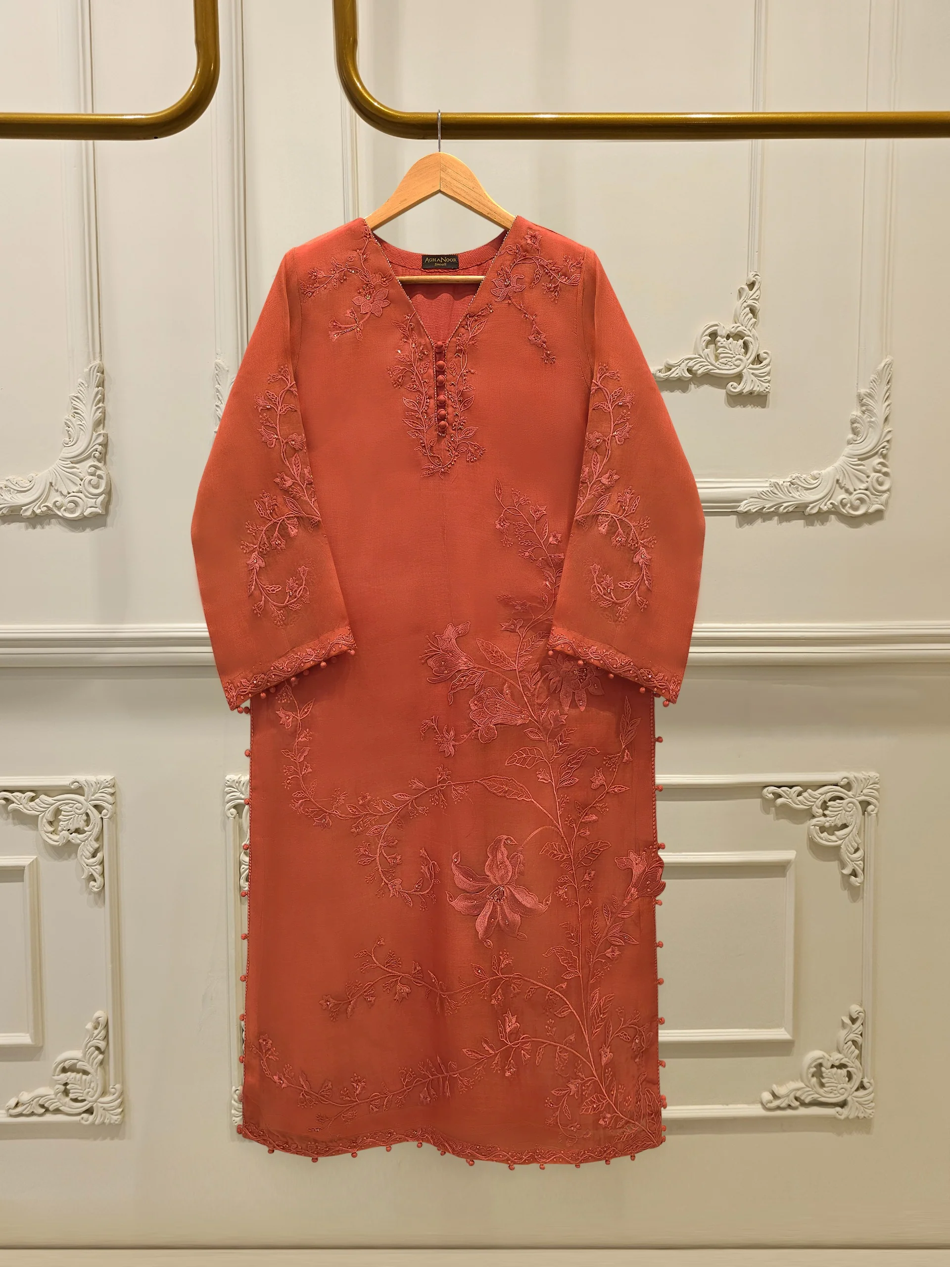 2 Piece - Pure Organza Embroidered Suit S112777