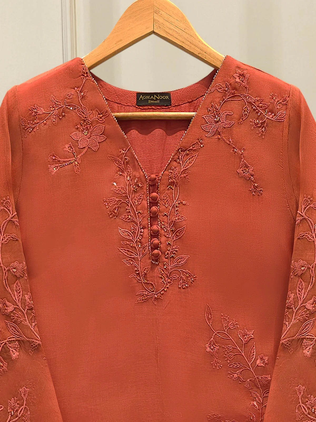2 Piece - Pure Organza Embroidered Suit S112777 - Image 2