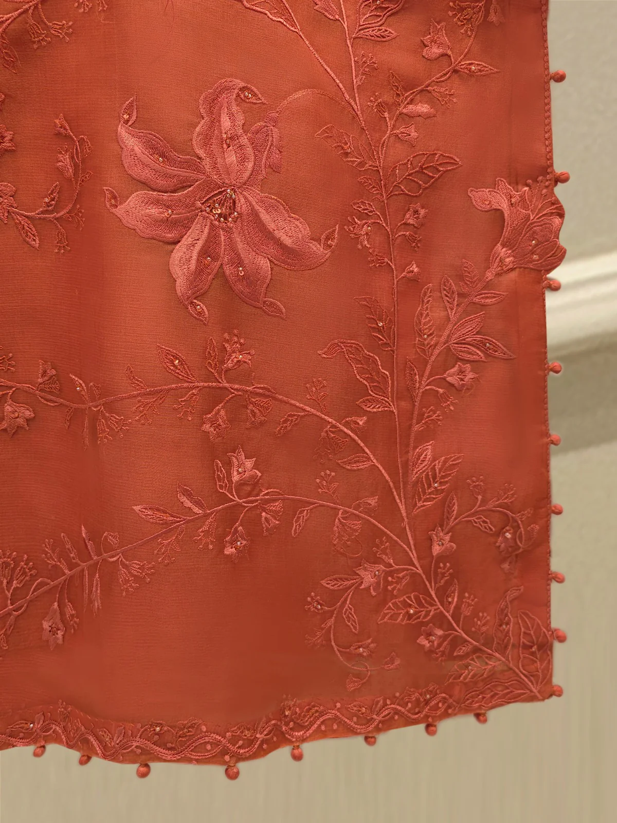 2 Piece - Pure Organza Embroidered Suit S112777 - Image 4