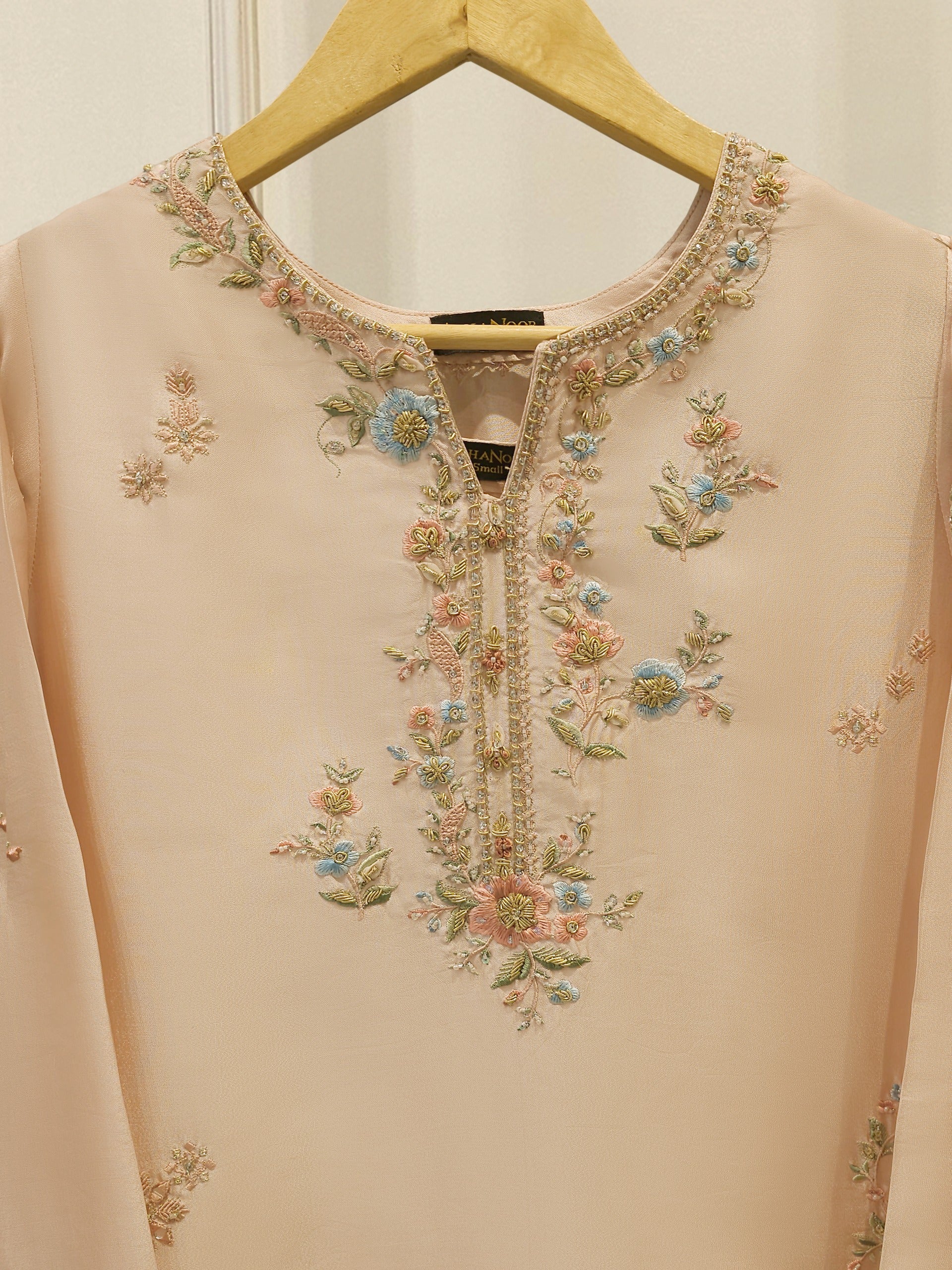 2 Piece- Pure Sheesha Silk Embroidered Suit S113478 - Image 2