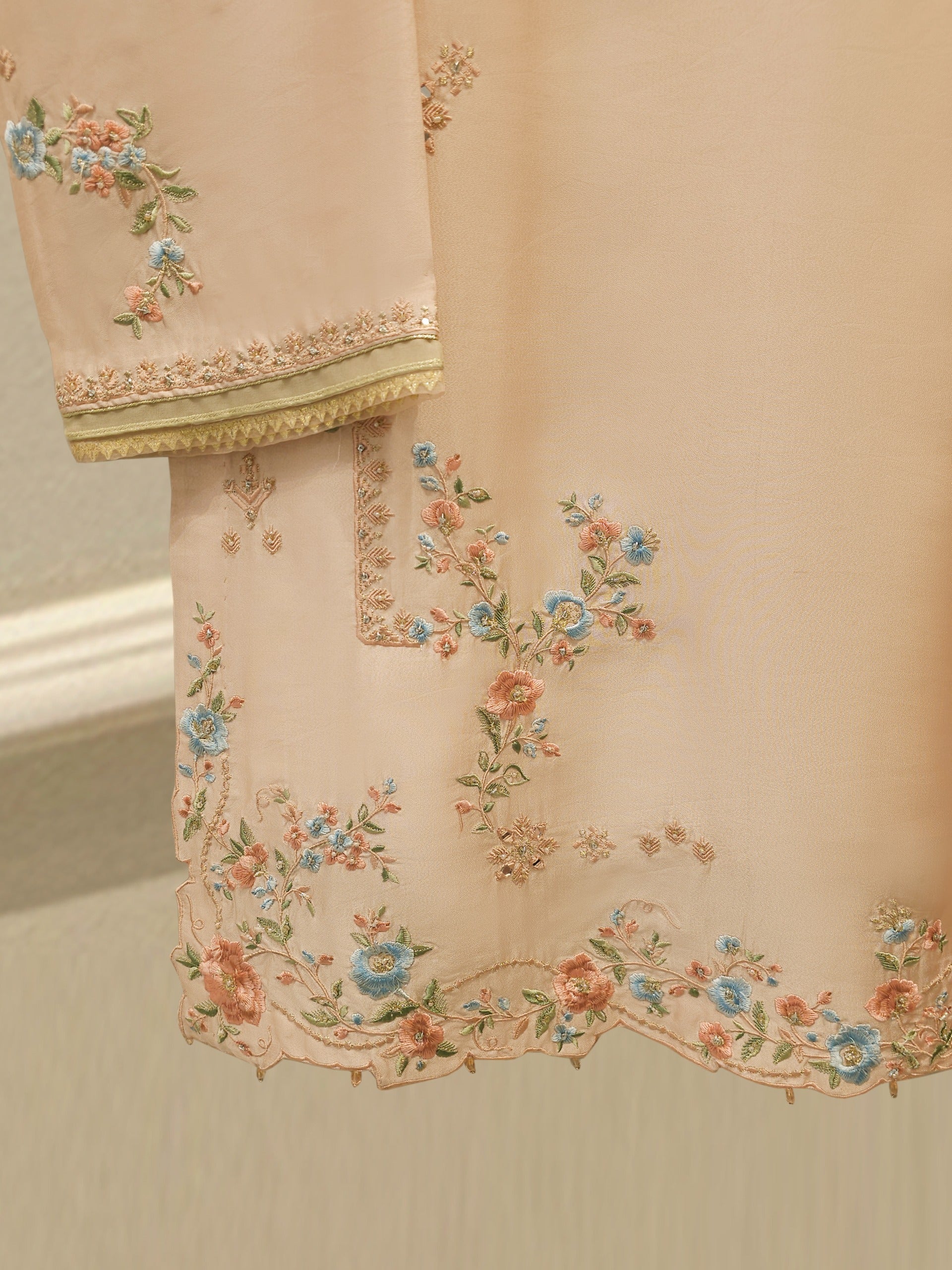 2 Piece- Pure Sheesha Silk Embroidered Suit S113478 - Image 3