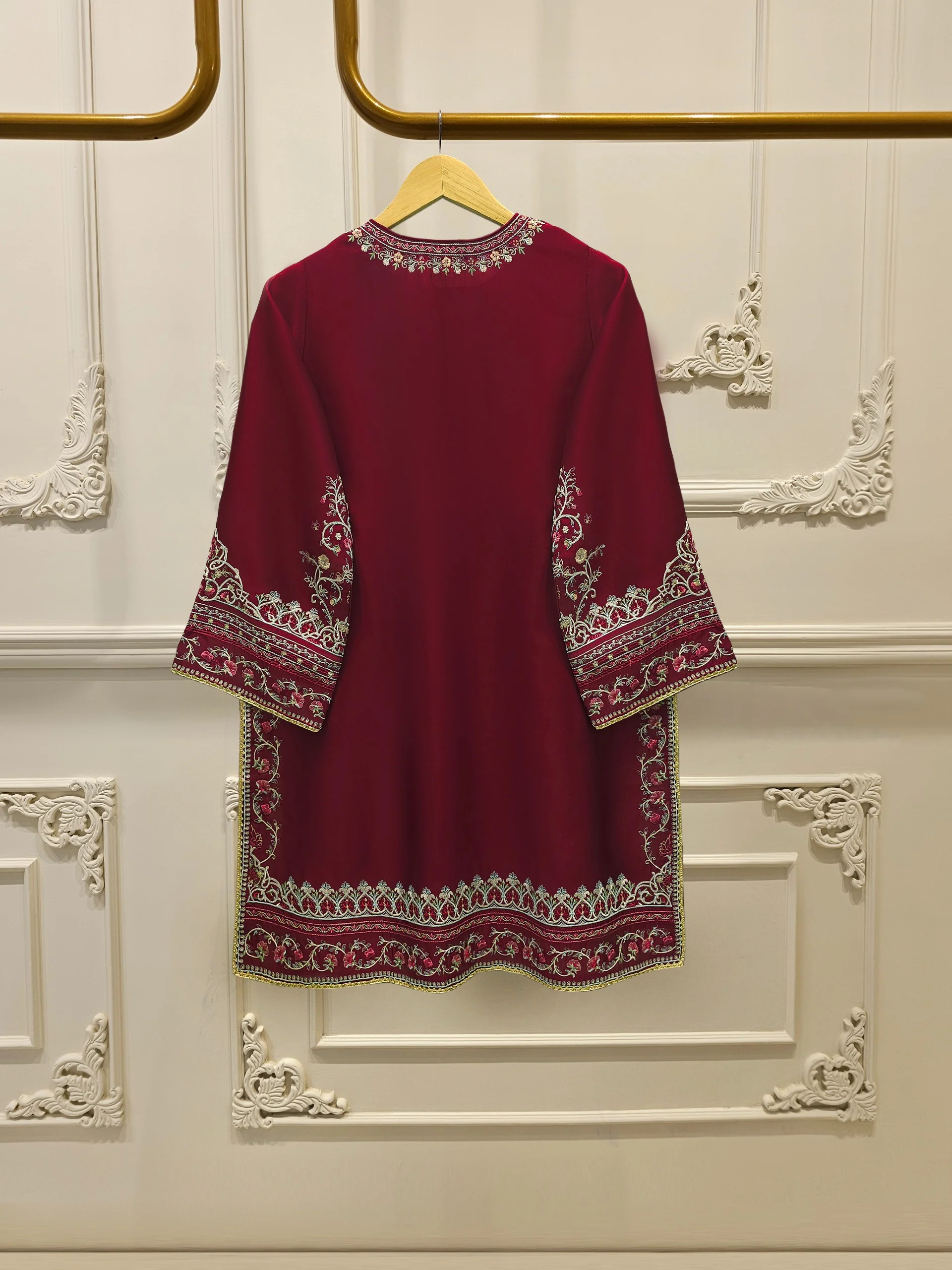 2 Piece- Pure Sheesha Silk Embroidered Suit S113616 - Image 5