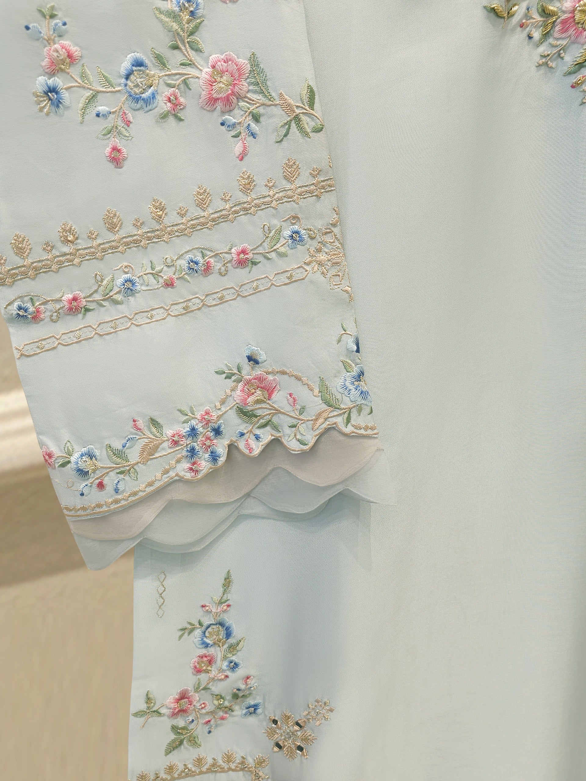 2 Piece- Pure Sheesha Silk Embroidered Suit S114238 - Image 3