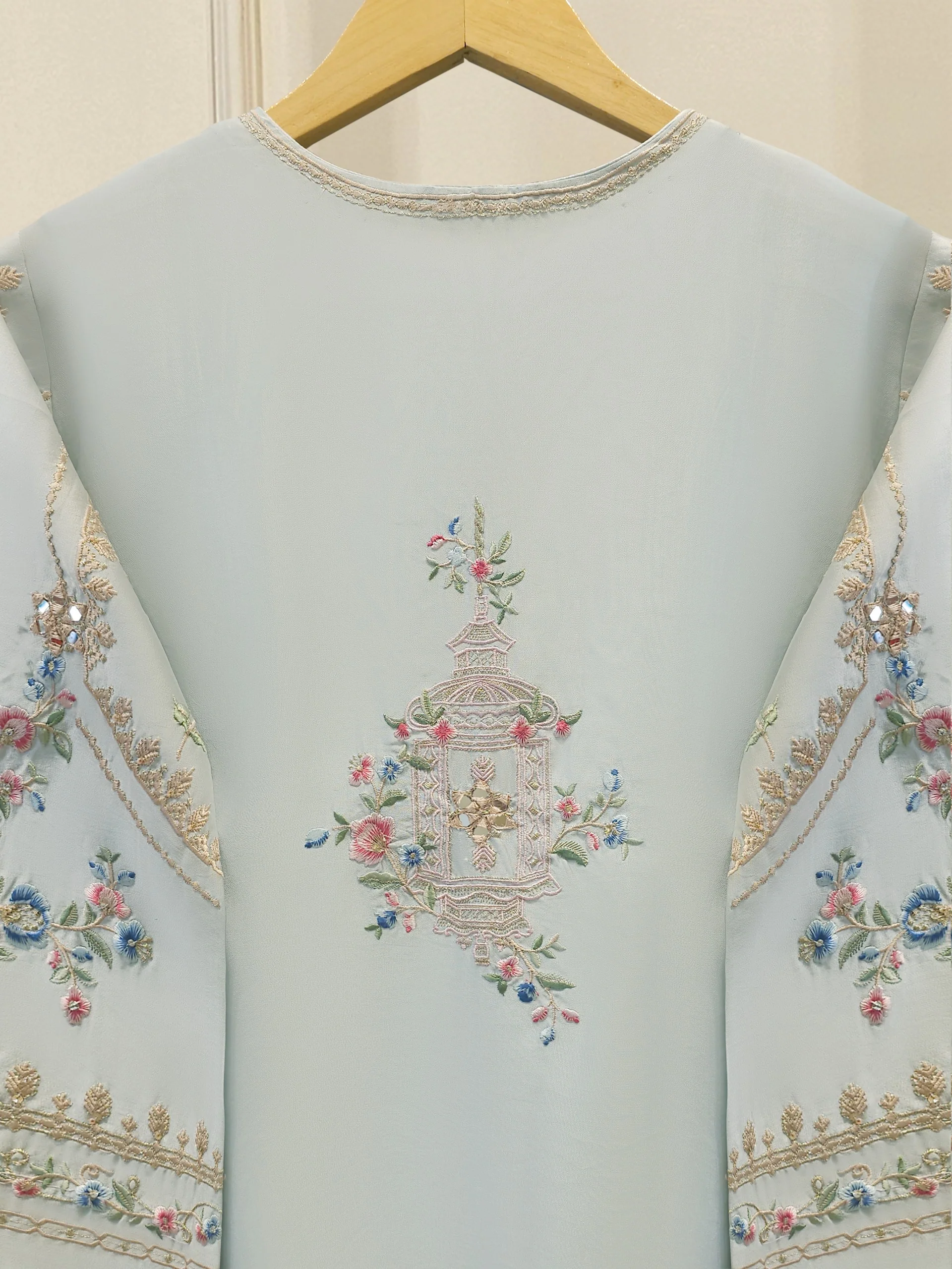 2 Piece- Pure Sheesha Silk Embroidered Suit S114238 - Image 6
