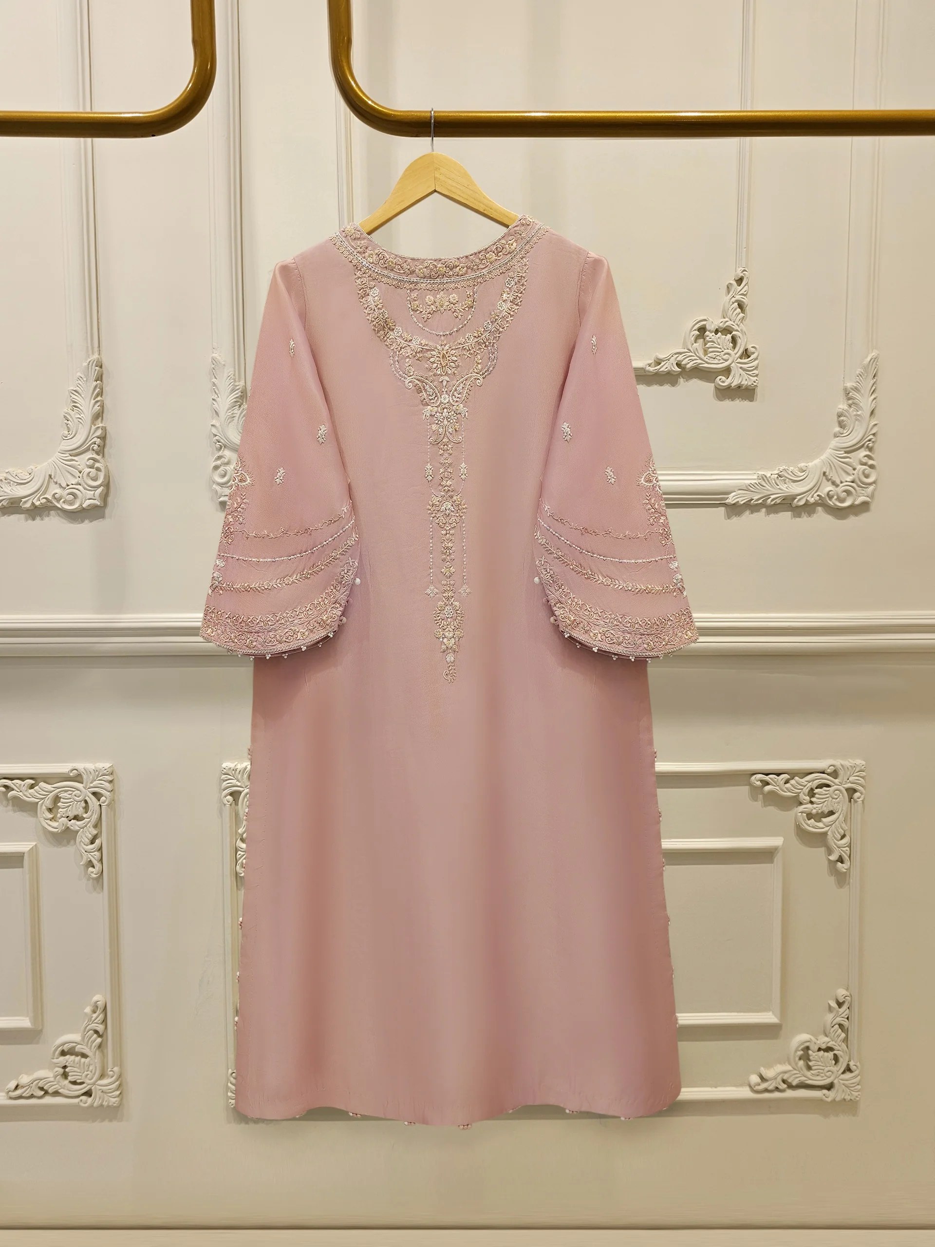 2 Piece- Pure Sheesha Silk Embroidered Suit S114249 - Image 4
