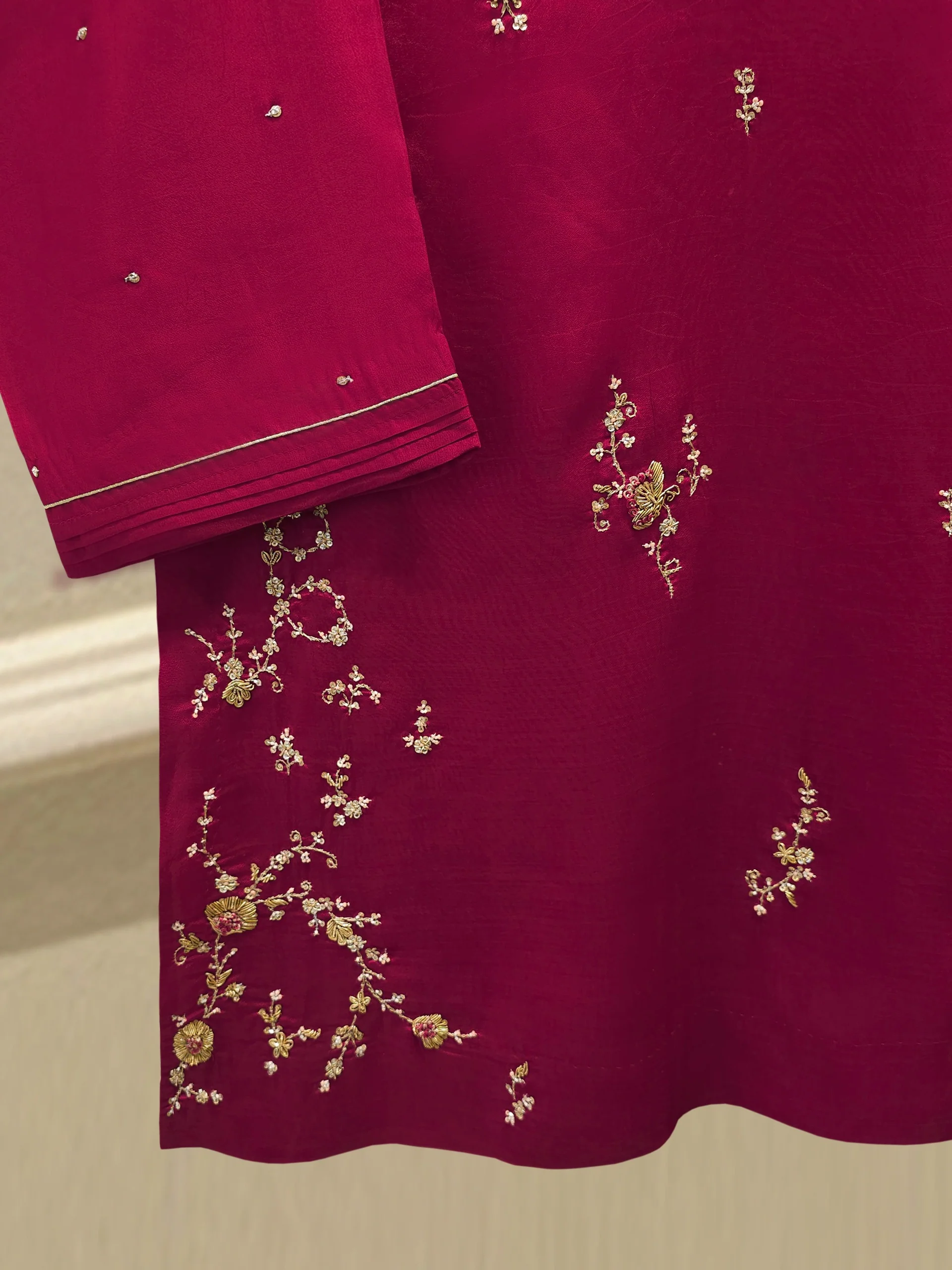 2 Piece- Pure Sheesha Silk Embroidered Suit S114337 - Image 3