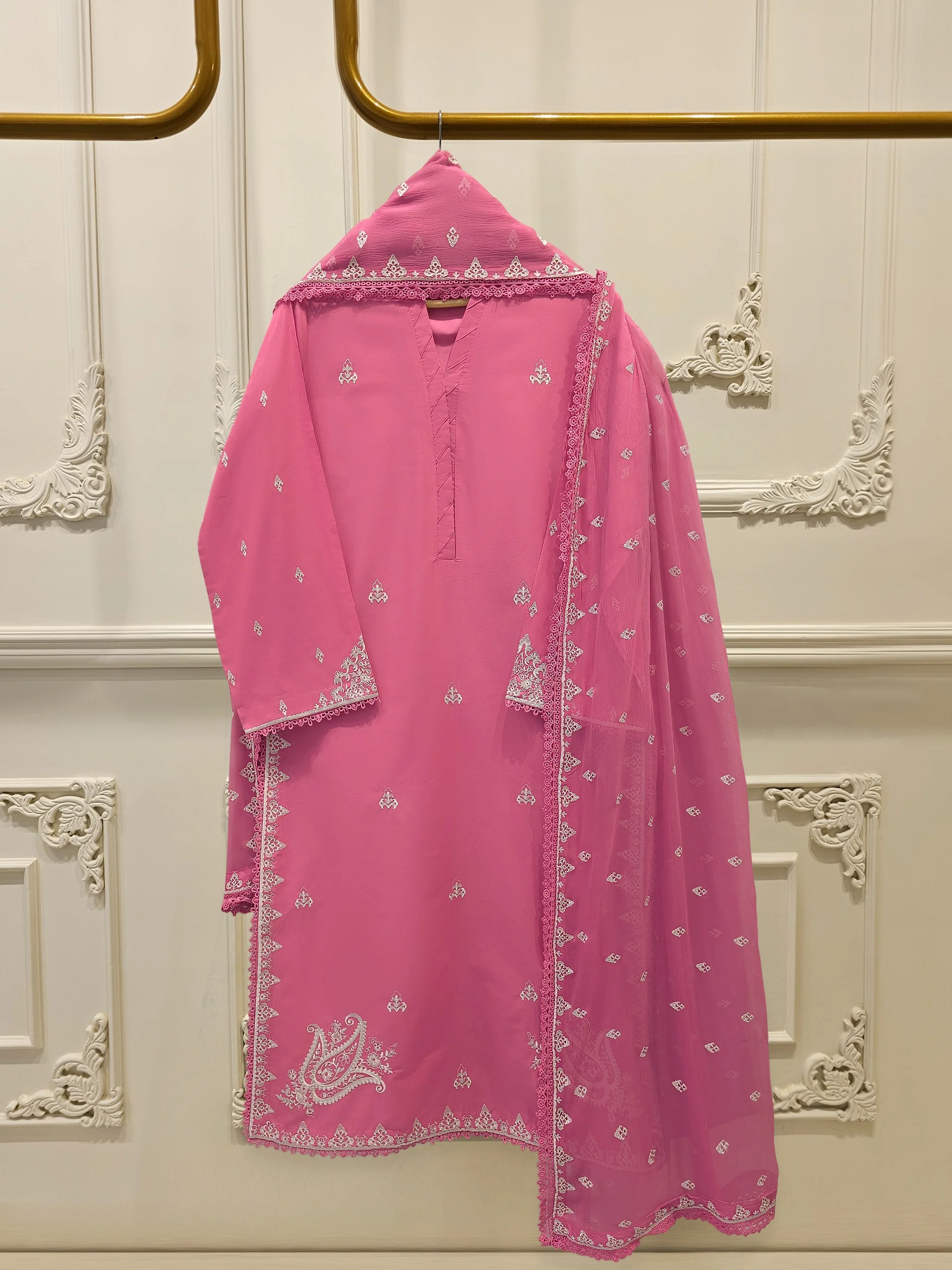 3 Piece - Pure Embroidered  Cambric Suit S113417
